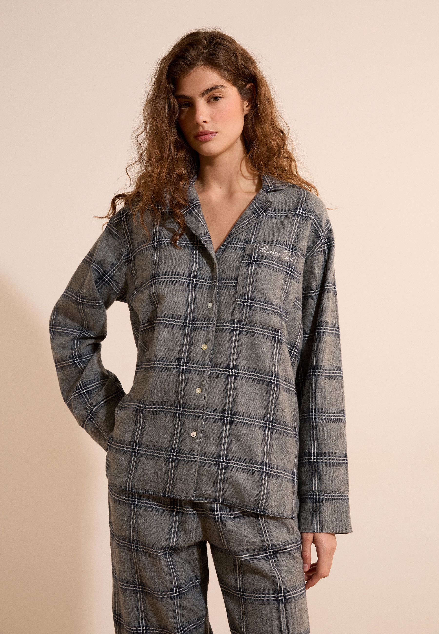 Chemise de pyjama en coton à message brodé BRUNI, ETAM