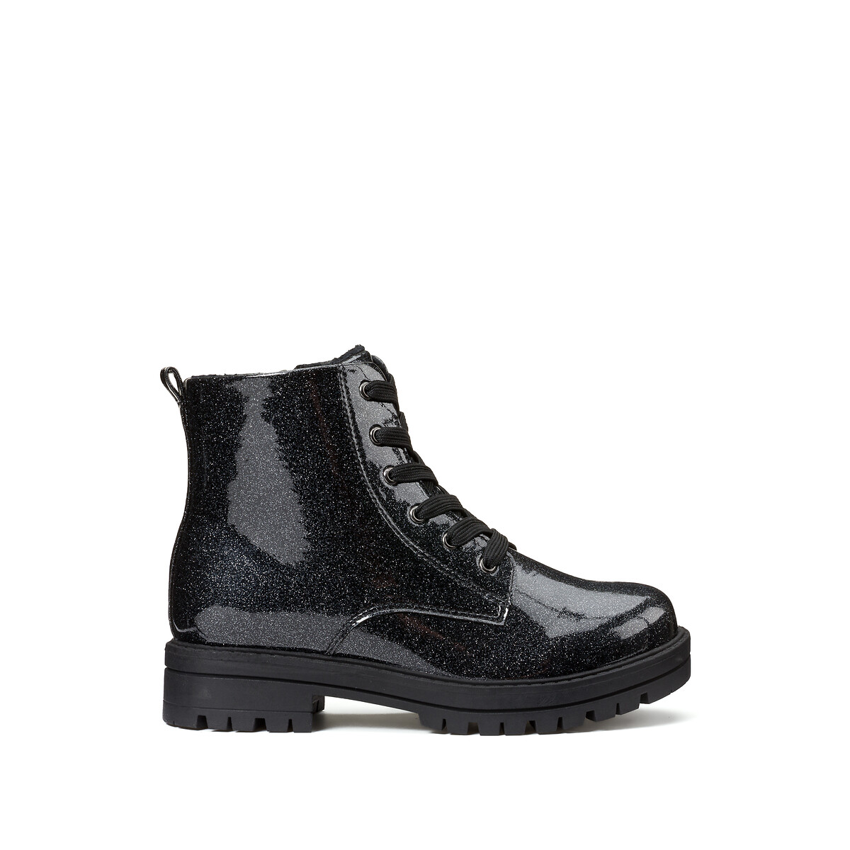 Kids Glittery Ankle Boots with Zip Fastening and Laces