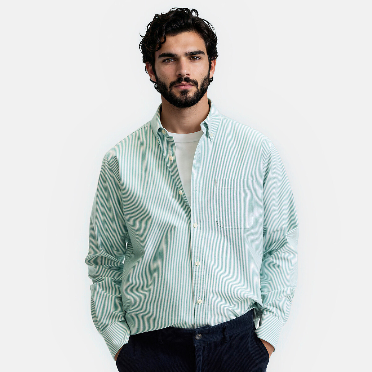 Signatures Gilles Oxford Cotton Shirt in Striped Print, LA REDOUTE COLLECTIONS