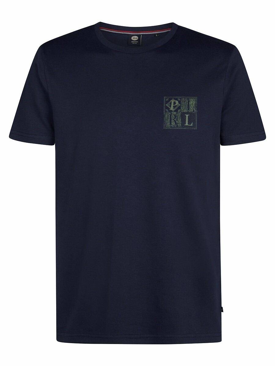 Chest Logo Print T-Shirt with Short Sleeves, PETROL INDUSTRIES