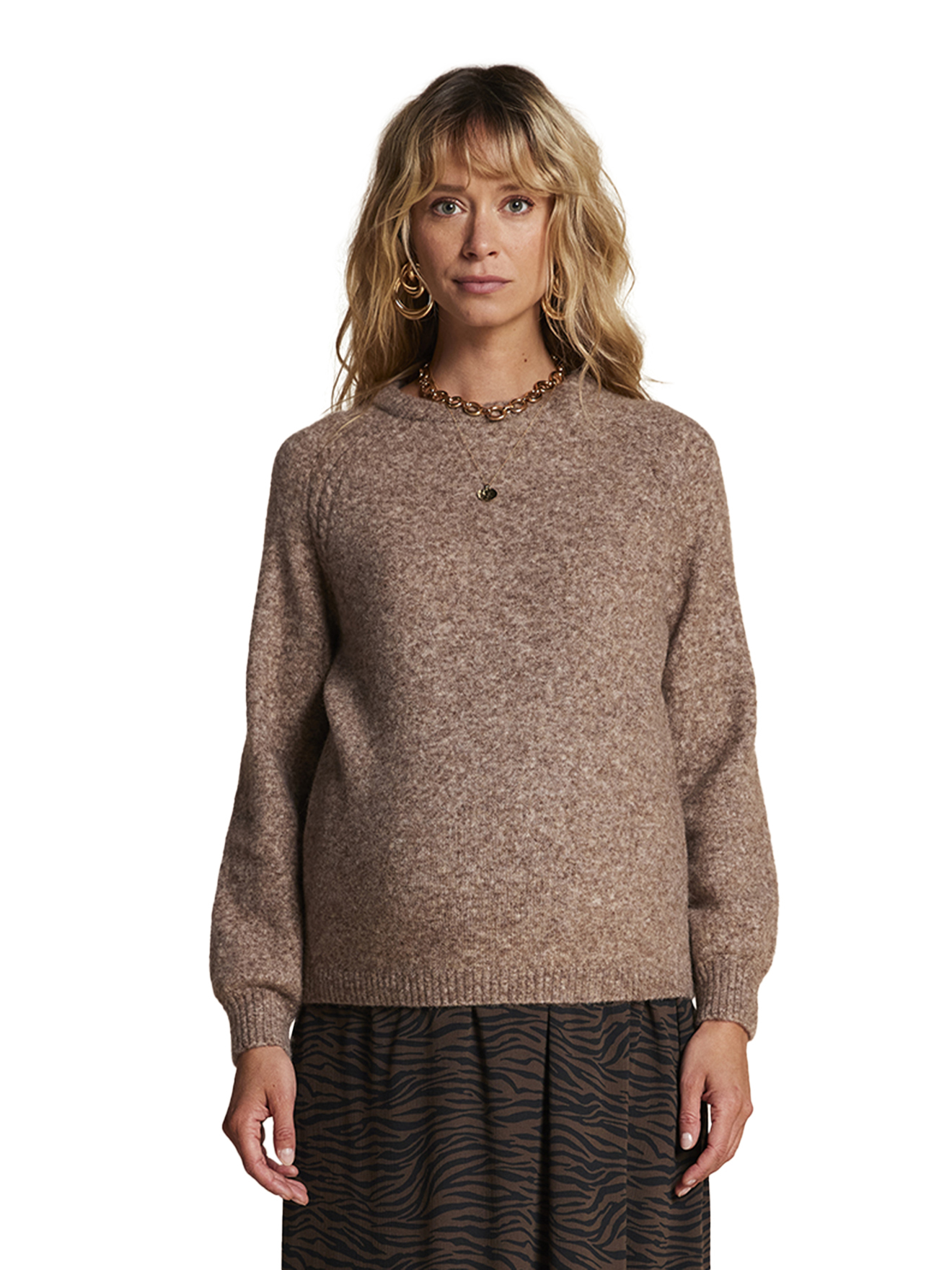 Pull grossesse manches raglan avec tresse, ENVIE DE FRAISE