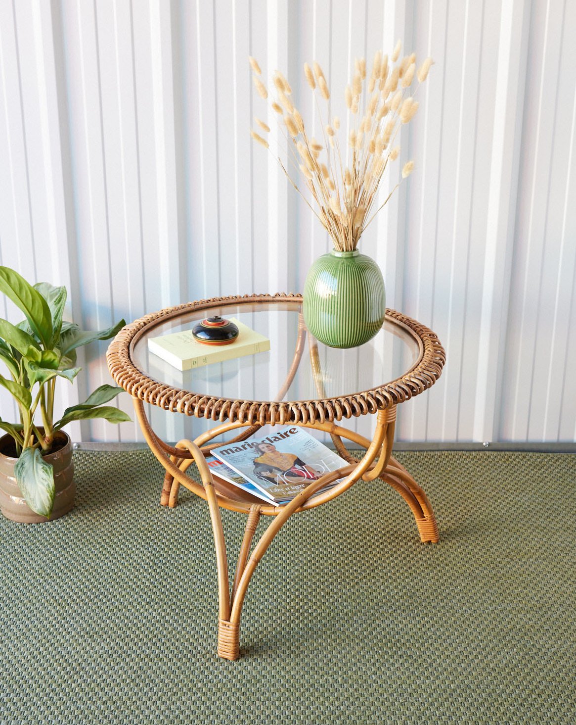 Table basse en rotin Léonie N°872 - Bon état, DEBONGOUT