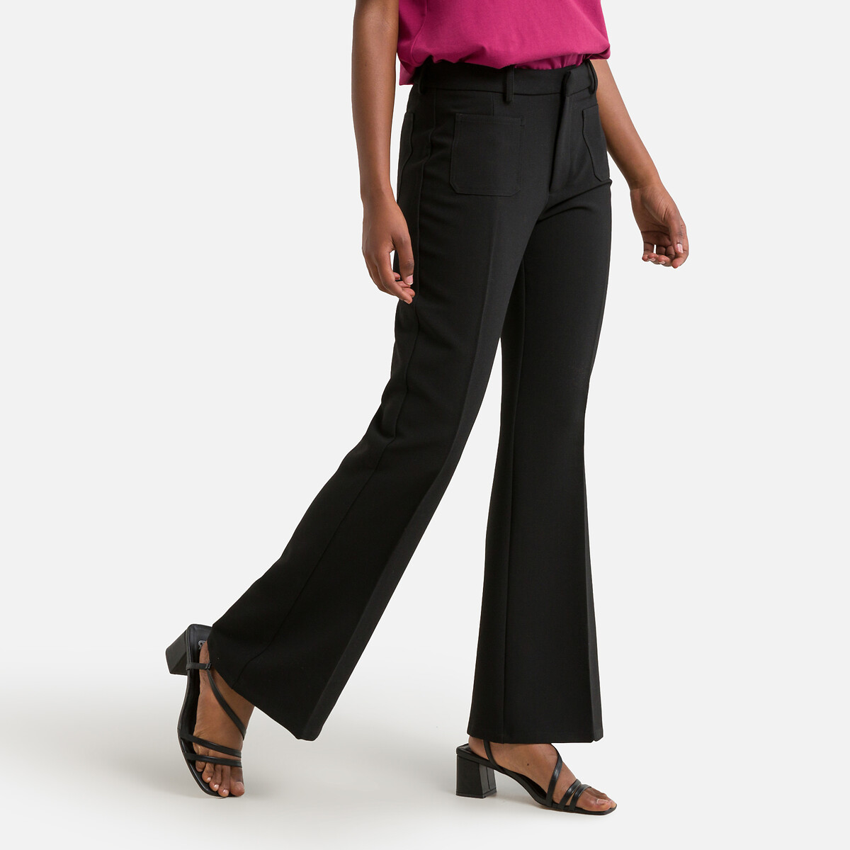 Flared Patch Pocket Trousers