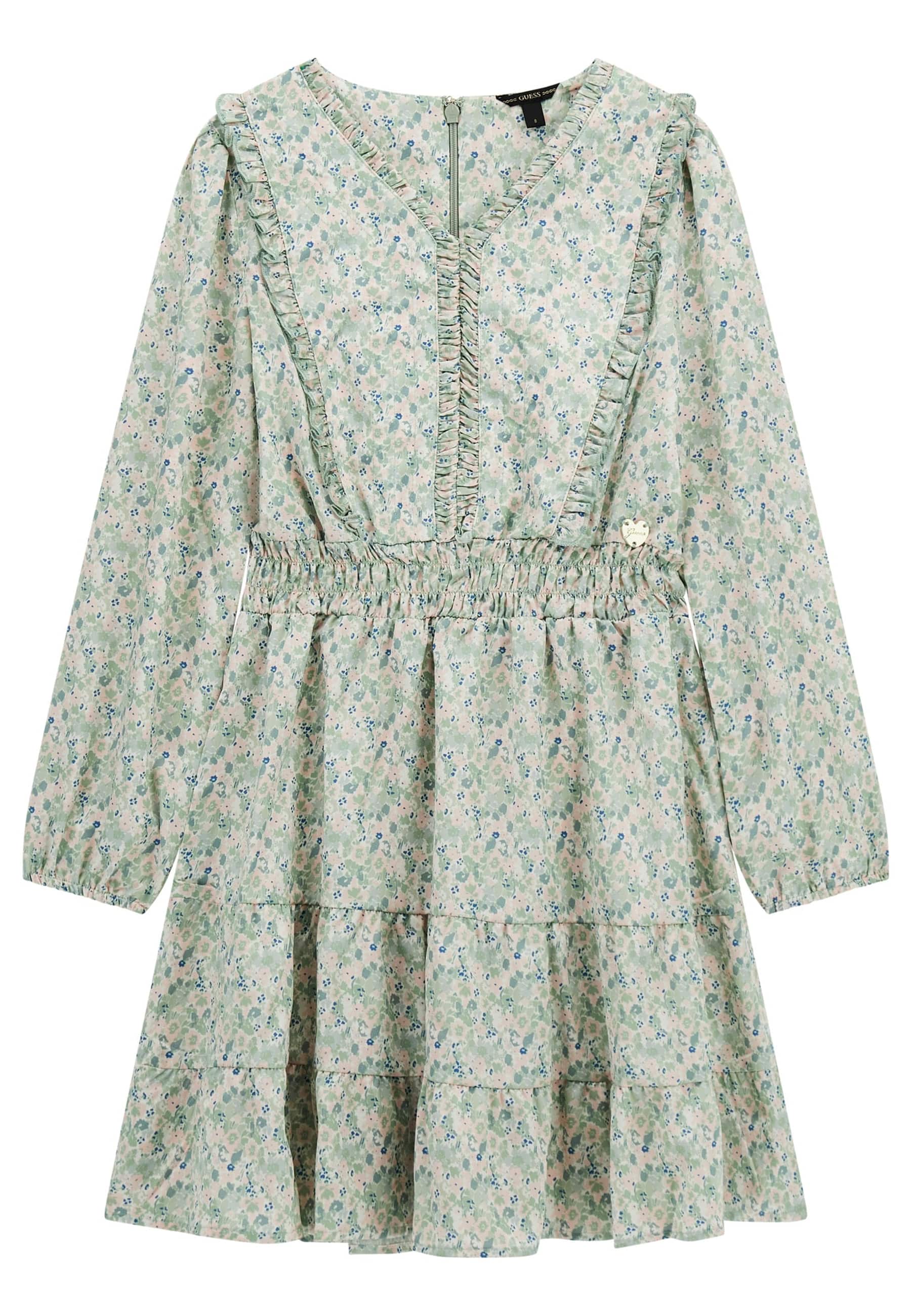 Robe Enfant Fille Gap Kids Taille 8 - Bleu Aqua Et Vert Floral Avec Pull - Occasion TB