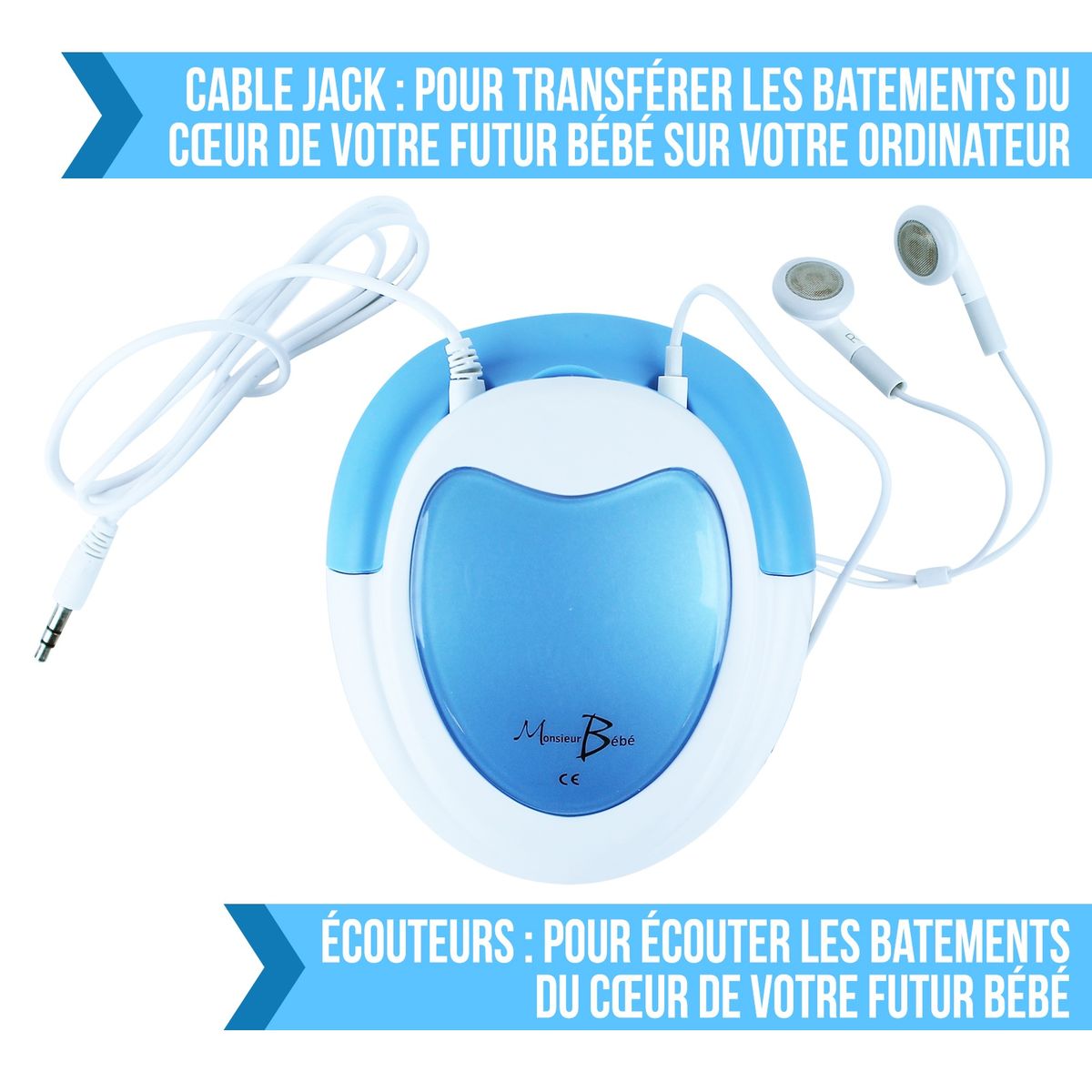 Doppler Foetal Gel Pile Ecouteur Cable Audio Pour Pc Bleu Monsieur Bebe La Redoute