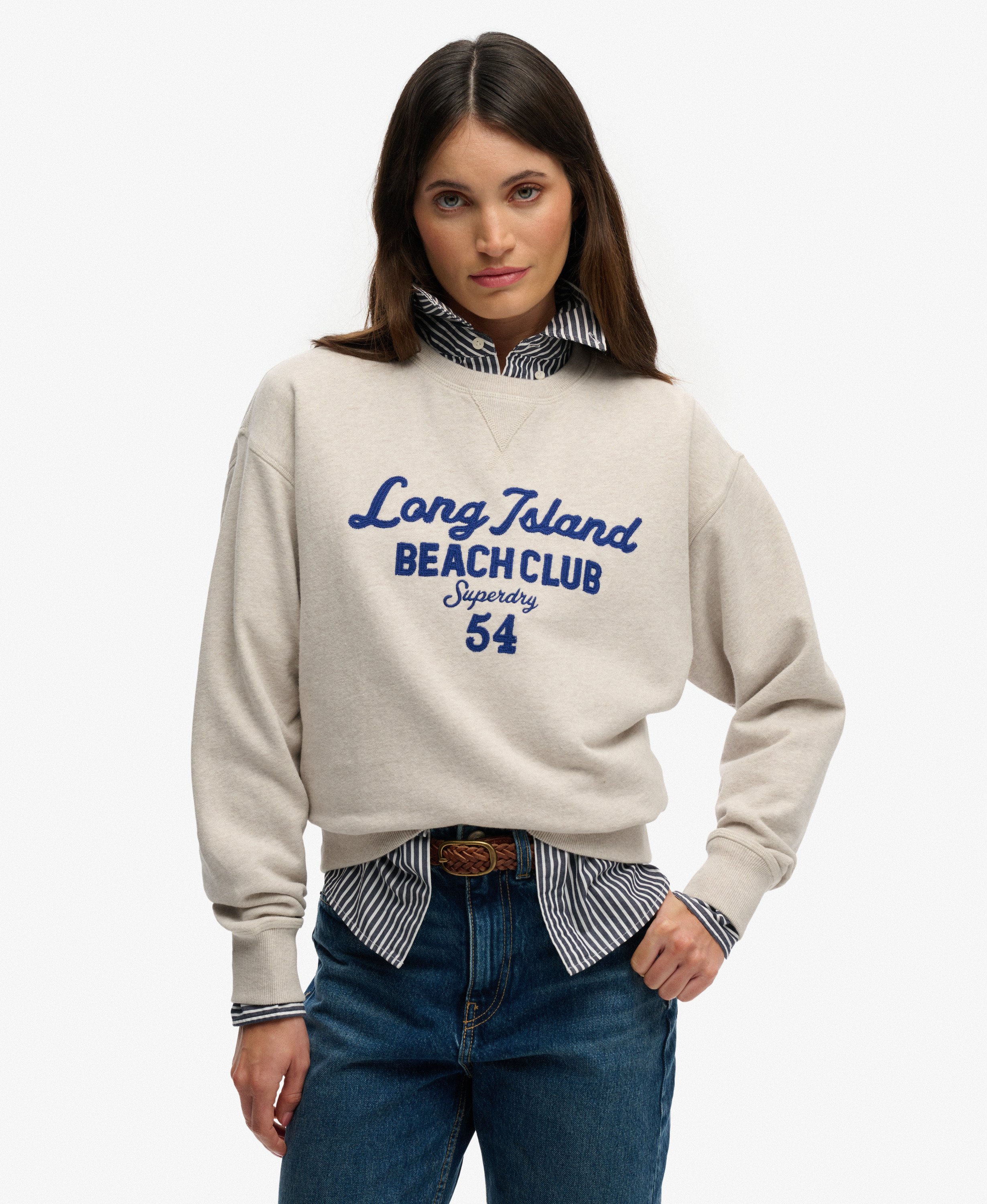 Sweatshirt Beach Club Coupe Droite, SUPERDRY