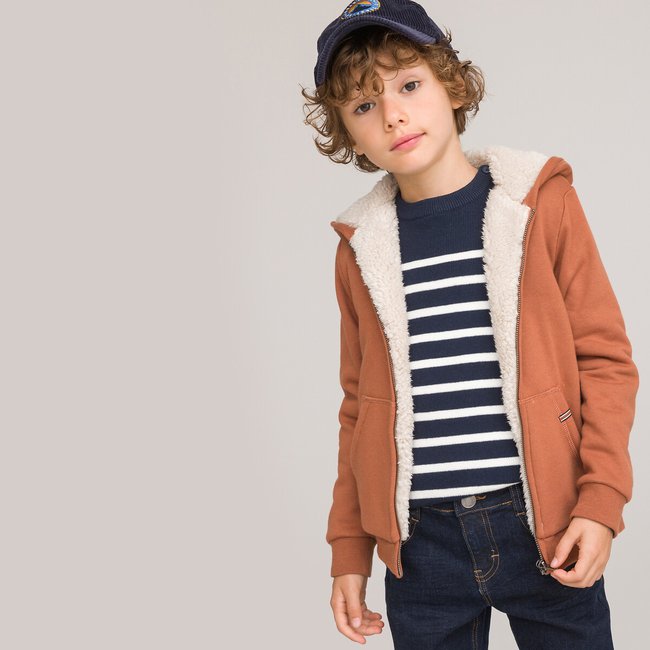Cotton Mix Zip-Up Hoodie, 3-12 Years - LA REDOUTE COLLECTIONS