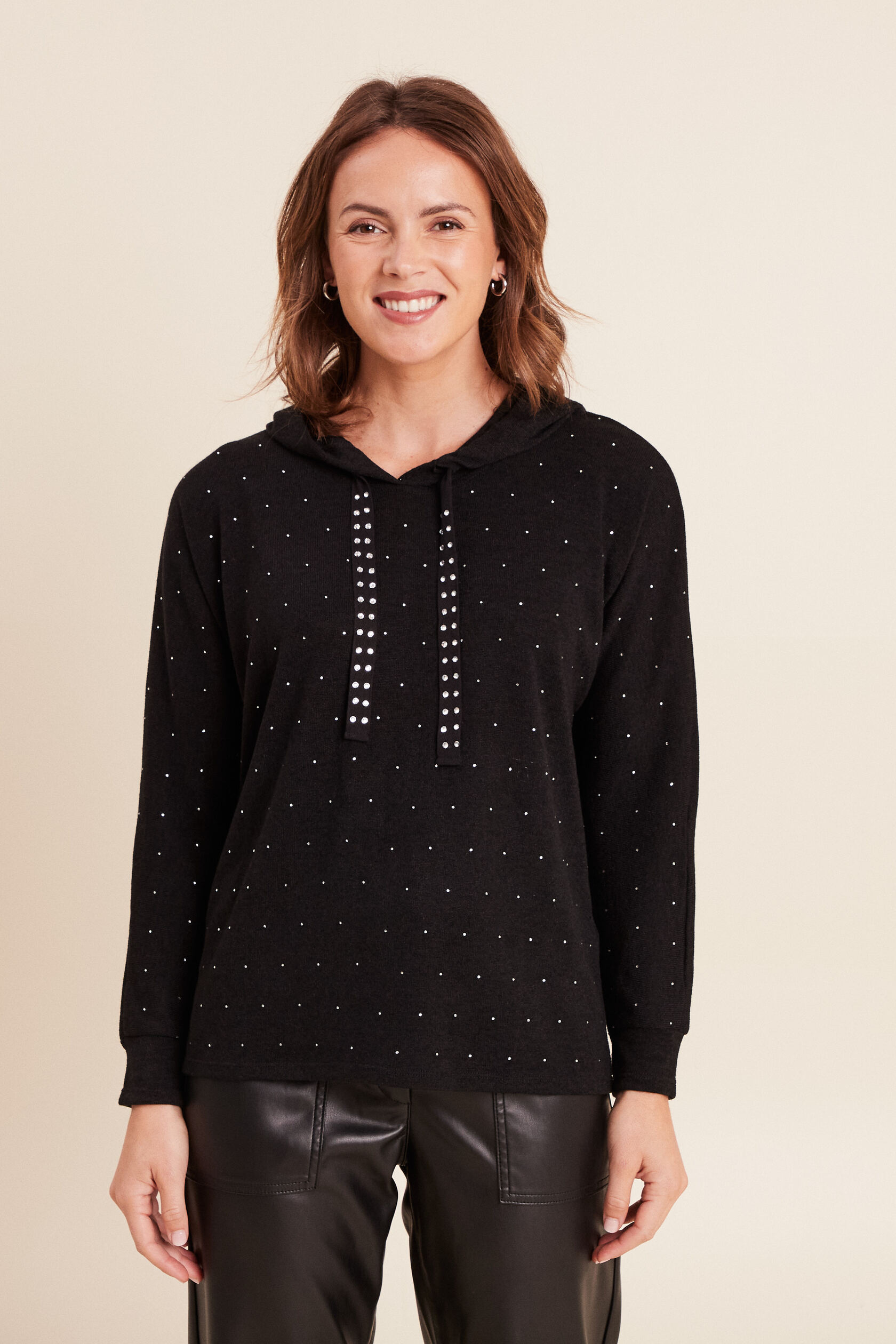 Pull à capuche manches longues strass, BREAL