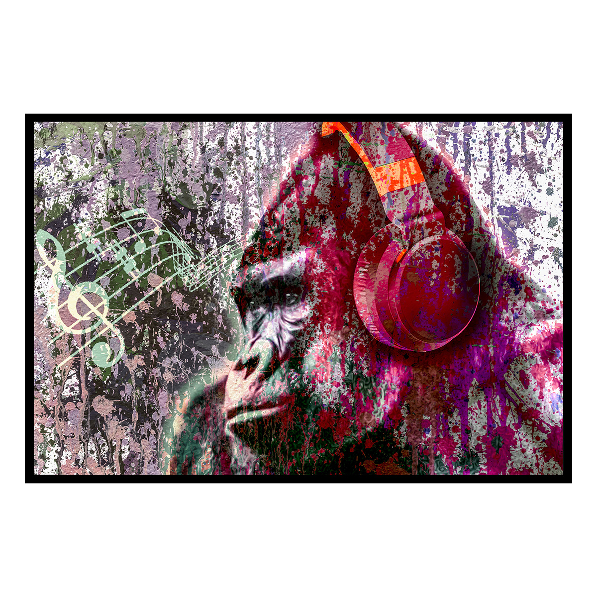 Affiche encadrée gorille urbain abstrait, HEXOA