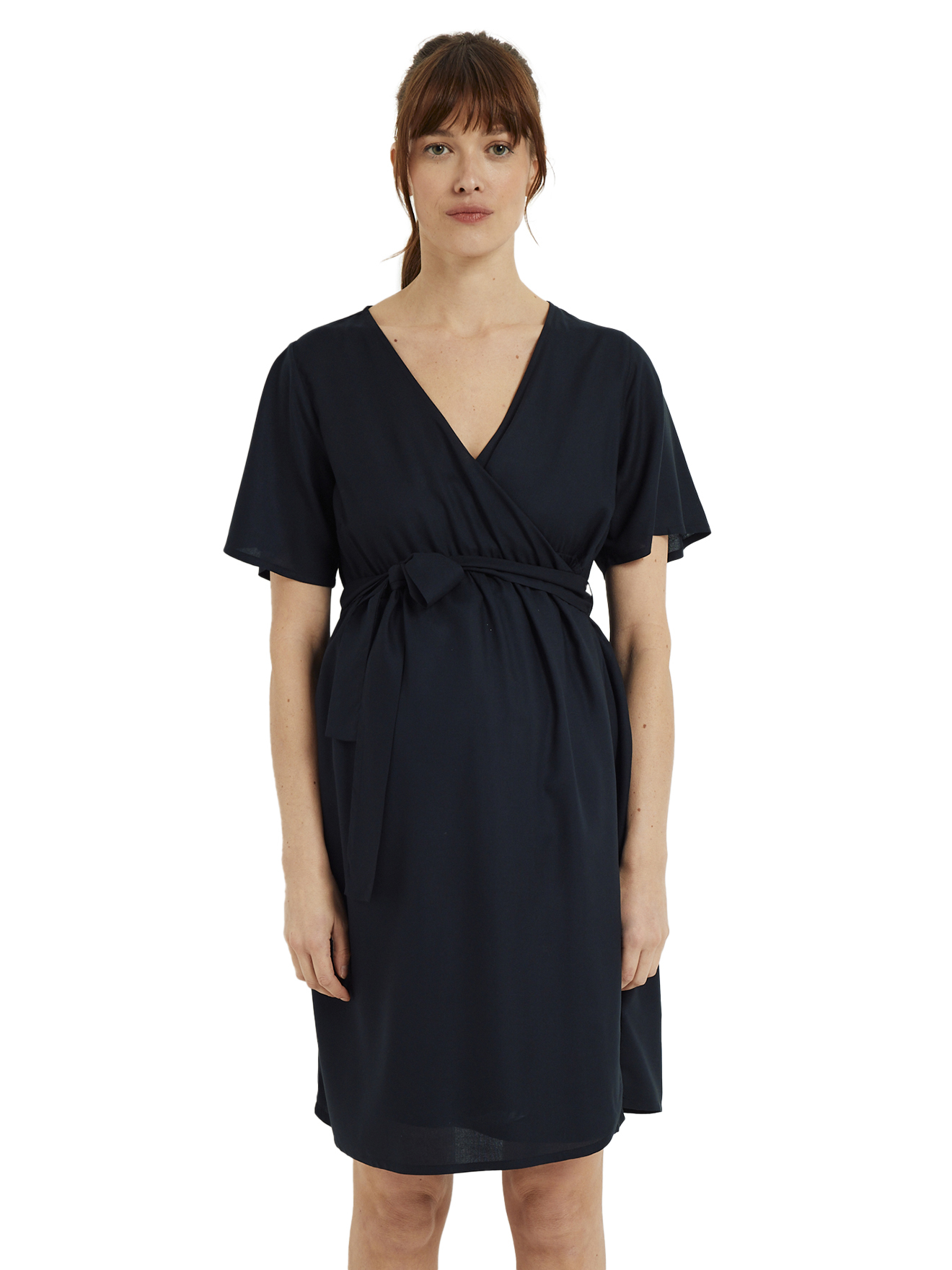 Robe courte fluide portefeuille unie grossesse et allaitement, VERTBAUDET
