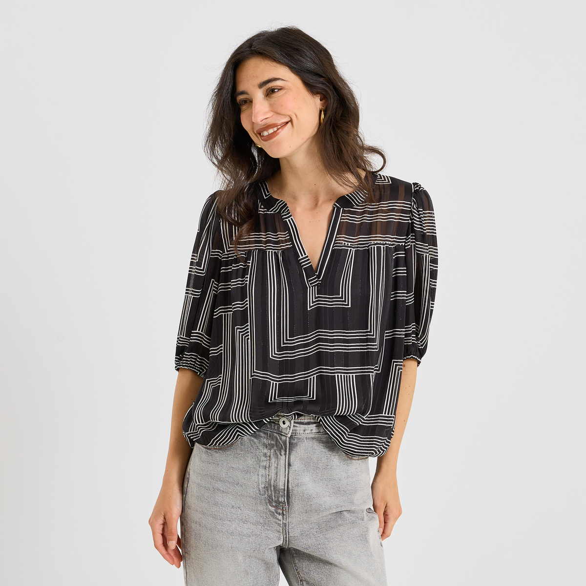 Blouse imprimé géométrique, GRAIN DE MALICE