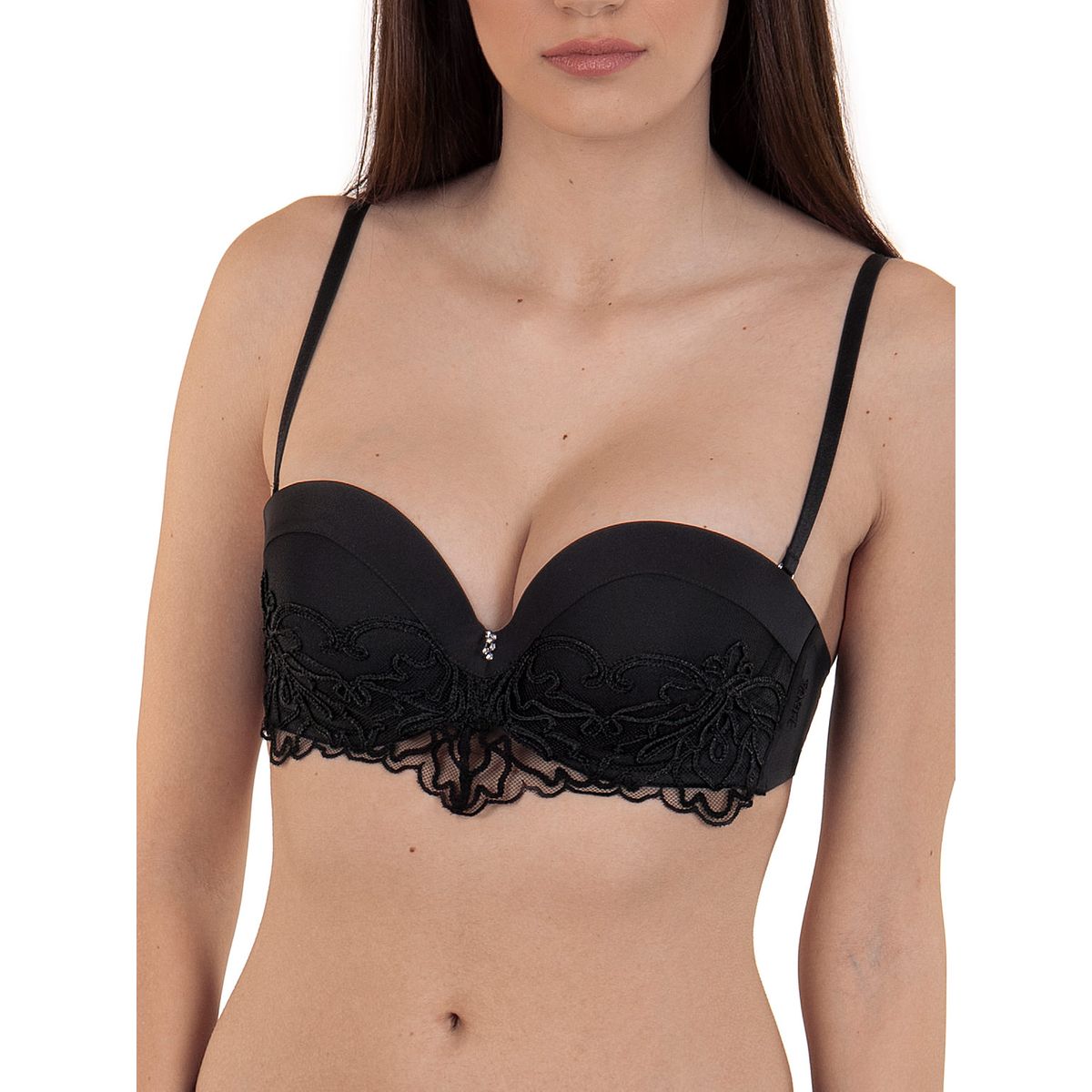 Soutien-gorge balconnet bandeau push-up Rhapsody noir - Noir