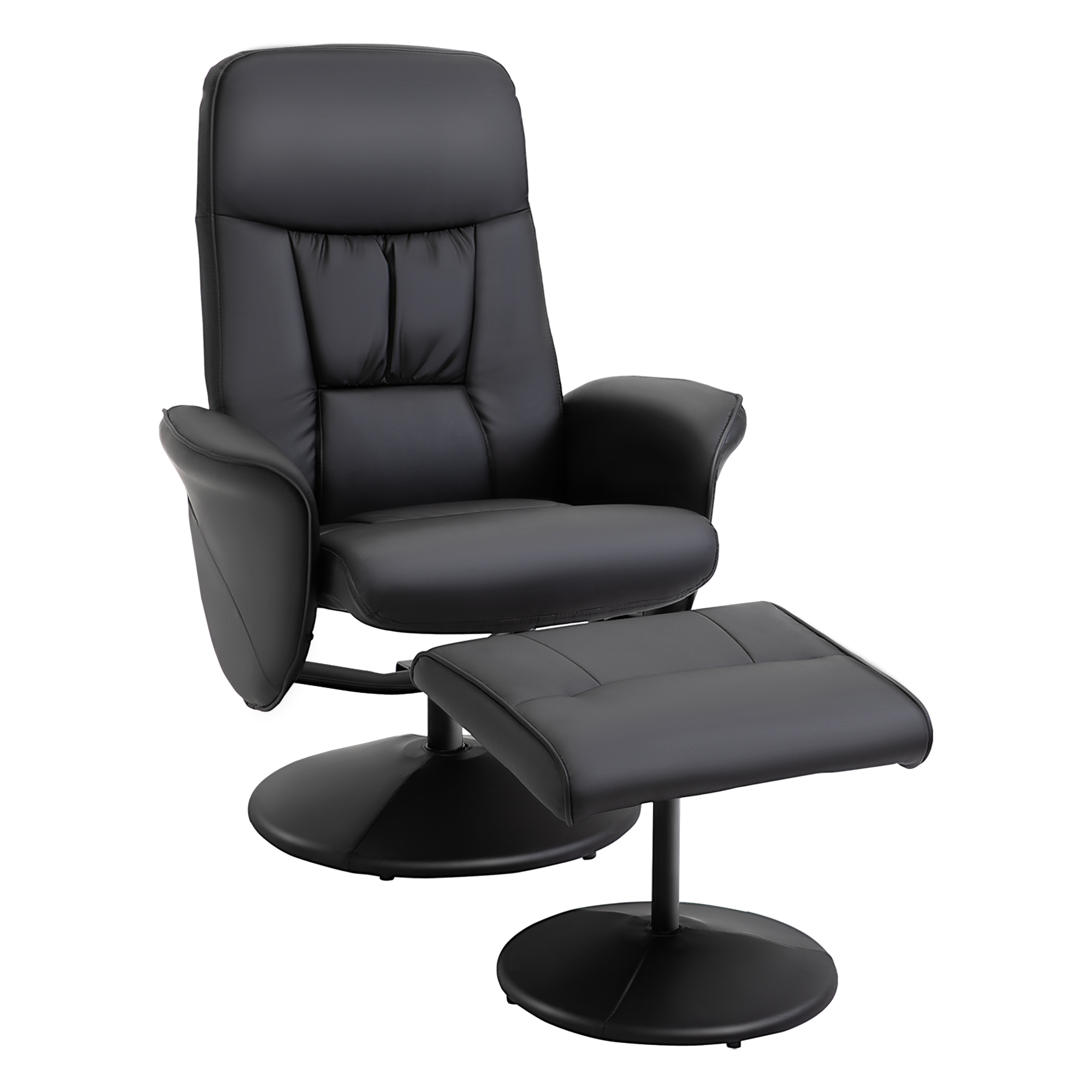 Fauteuil inclinable avec repose-pieds PU Noir, HOMCOM