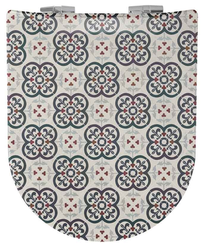 Abattant wood slim déclipsable à motifs carreaux de faïence, HOME MAISON