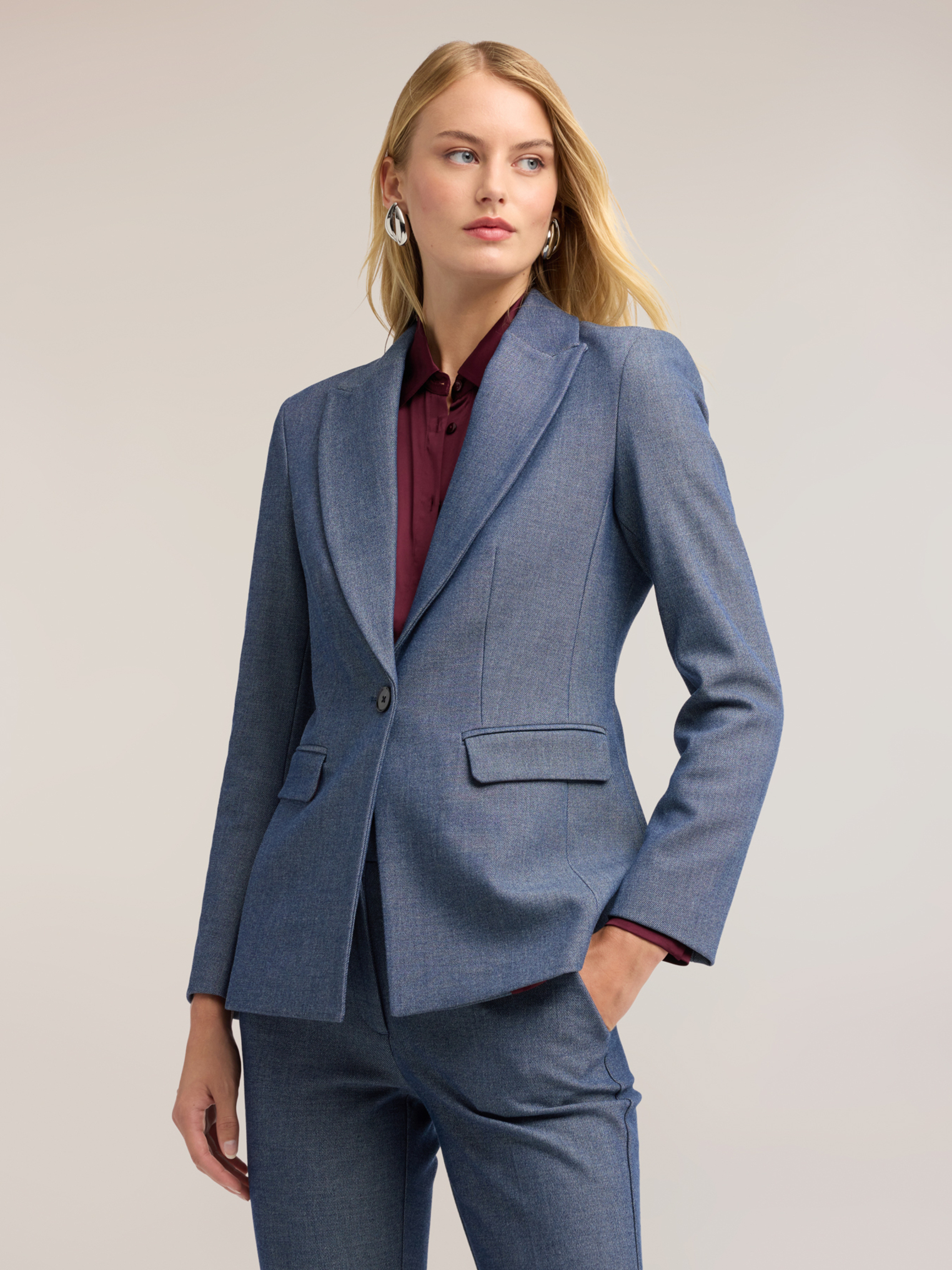 Blazer teint fil avec revers en pointe, MOTIVI