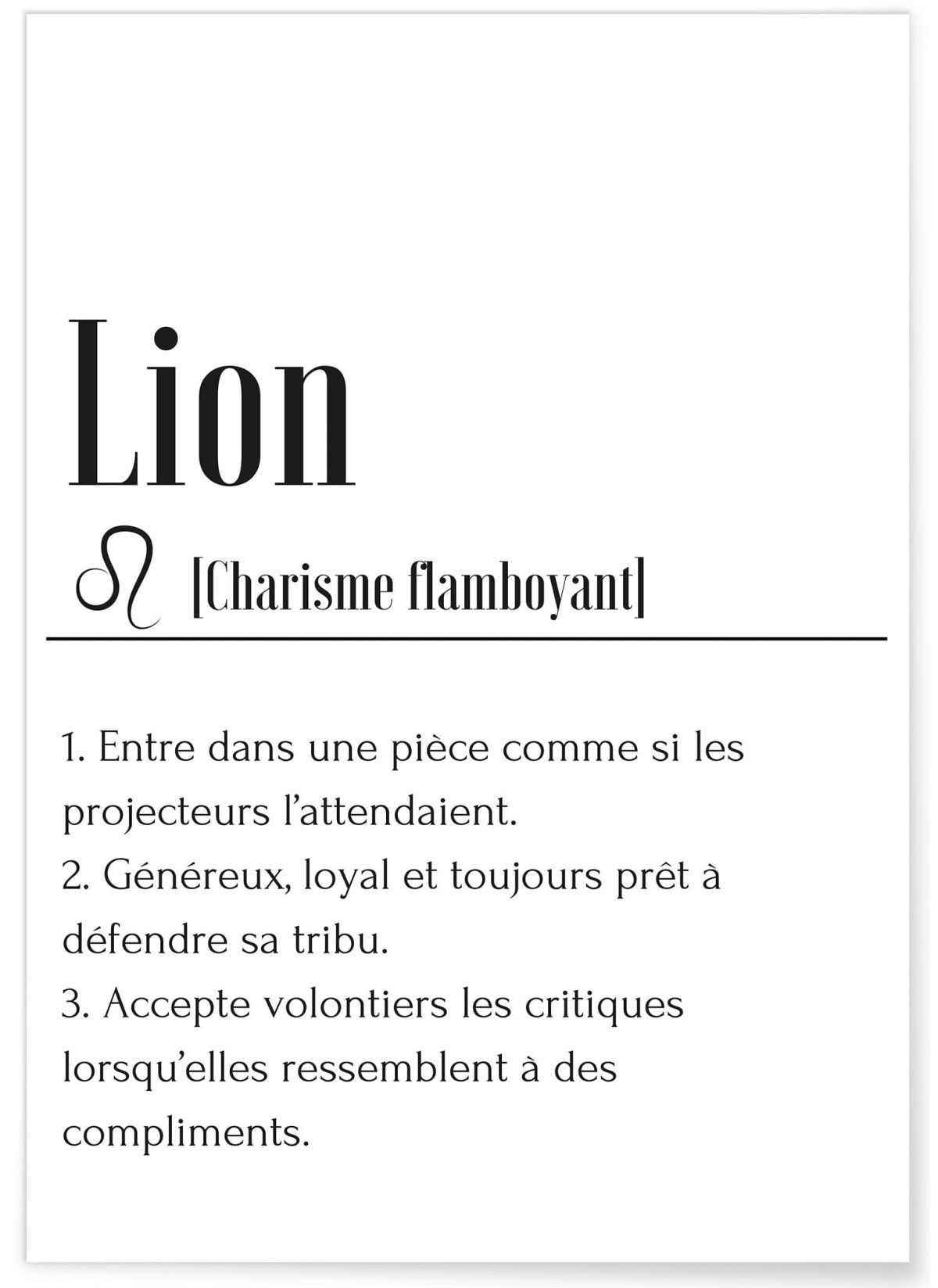 Affiche Définition Lion, L'AFFICHERIE