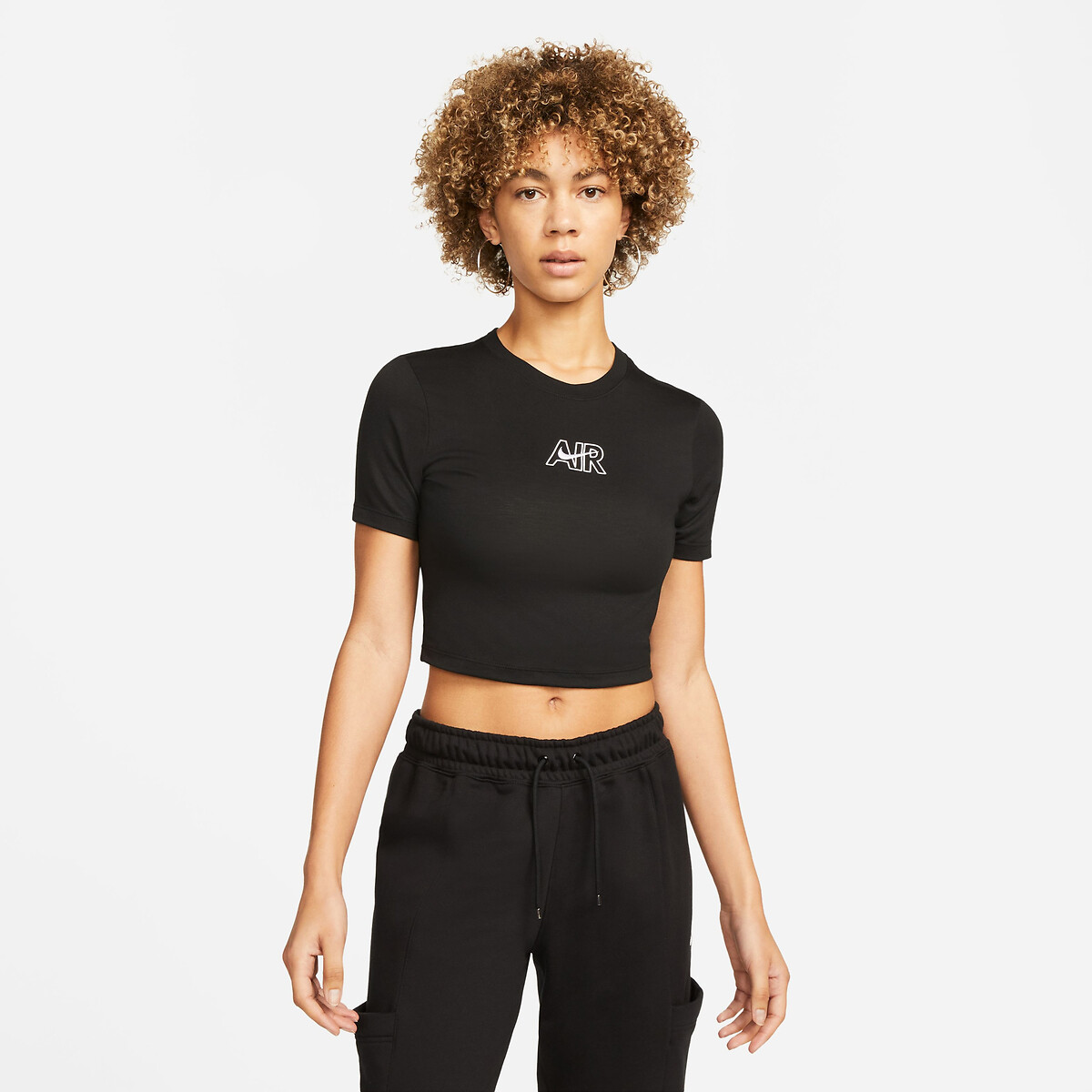 Short sleeve crop top , black, Nike | La Redoute