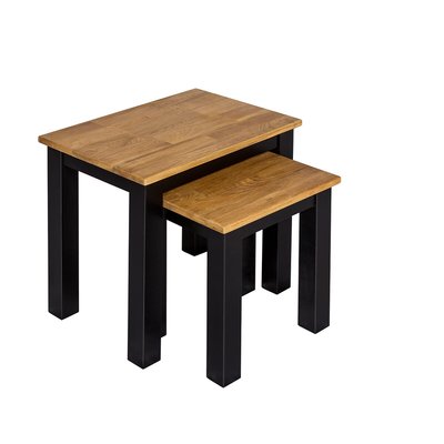 Black Frame Nest of Tables with Oiled Wood Top SO'HOME