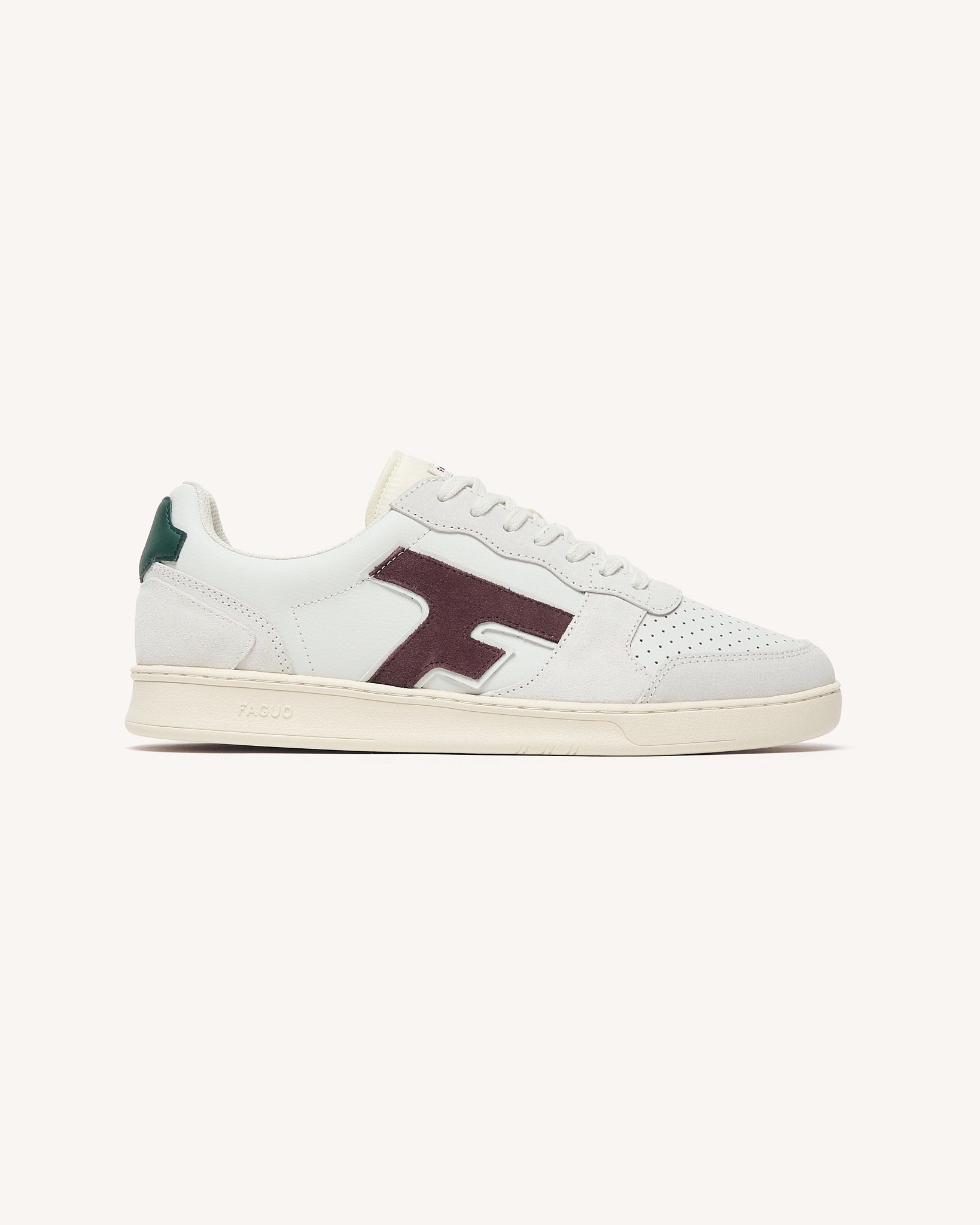 Baskets basses en cuir Blanc et brun rosé, FAGUO