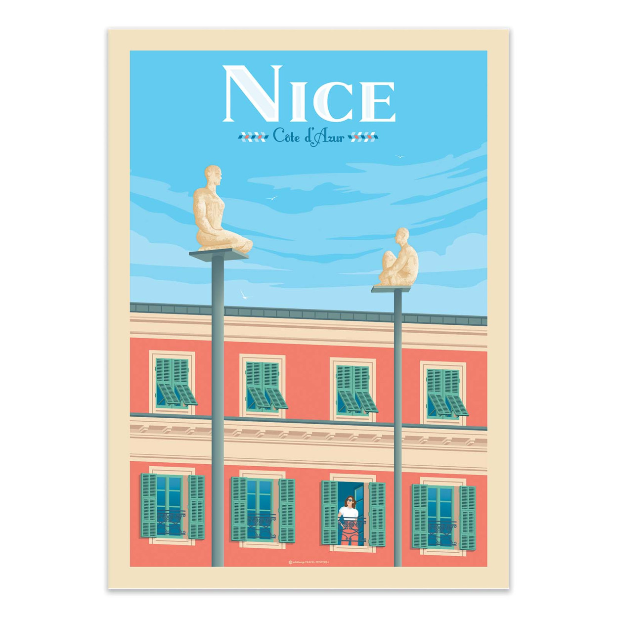 Affiche d'art - Nice Statues Jaume conversation - Olahoop Travel Posters, WALL EDITIONS