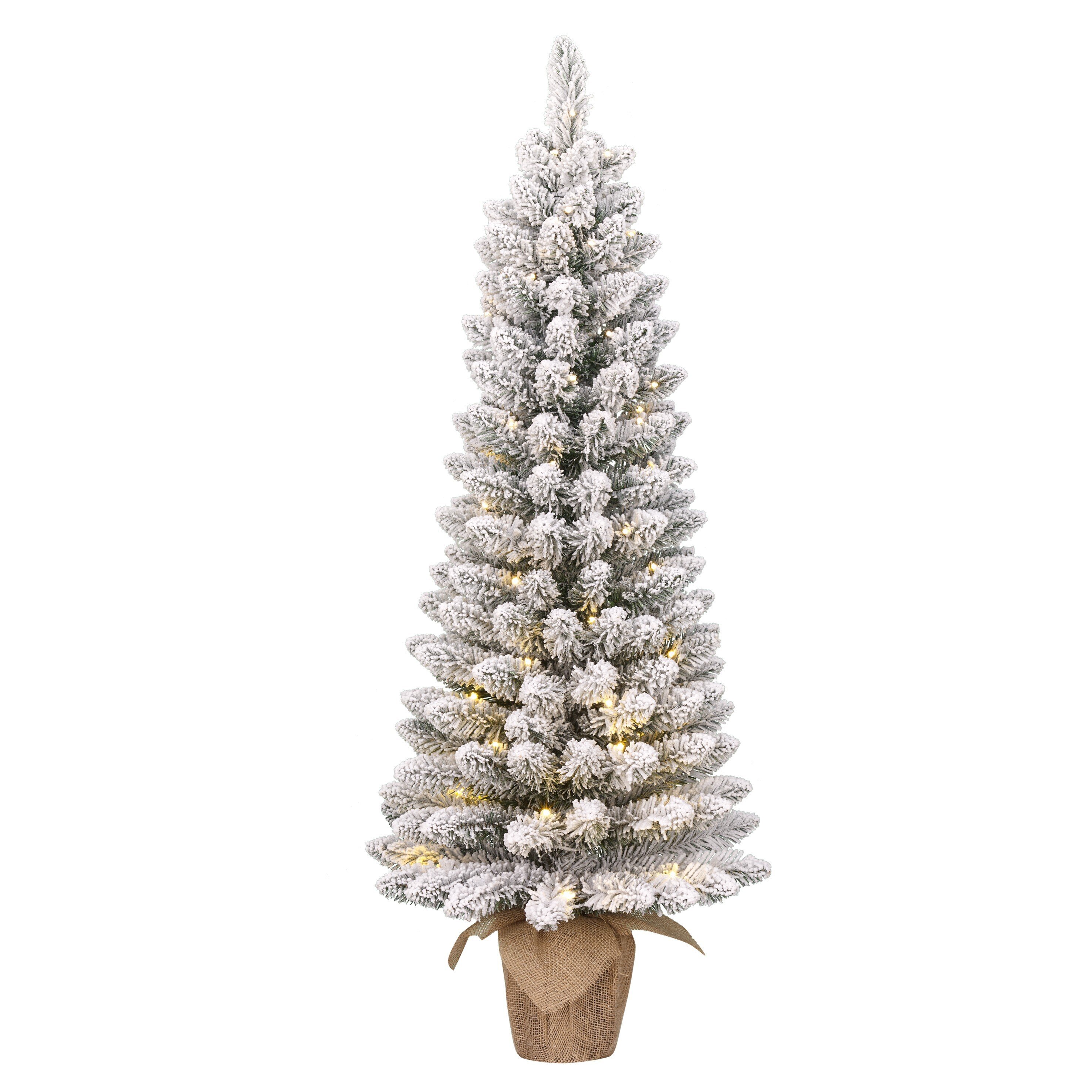 Sapin de Noël artificiel enneigé avec LED H120 cm GERLOS, BLACK BOX TREES