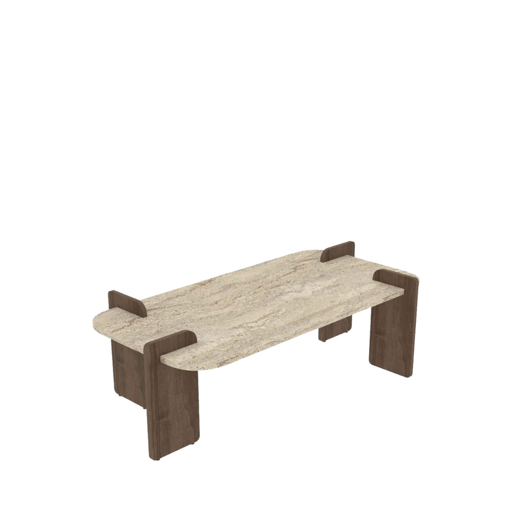 Table basse en bois et effet travertin 120x60cm- SOLENI, DRAWER