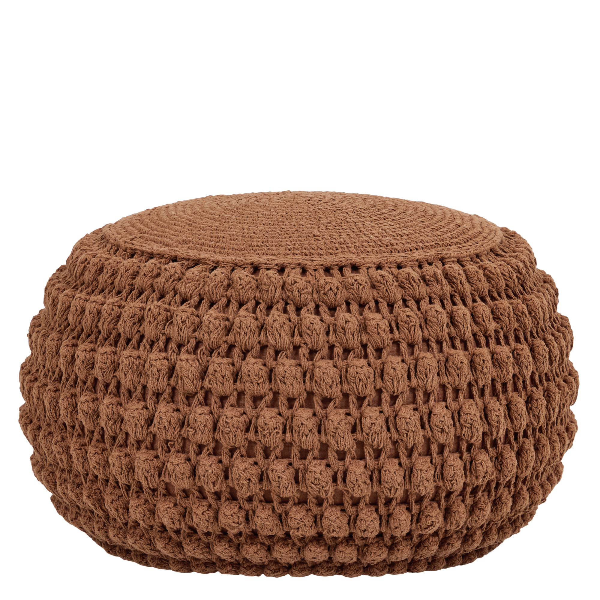 Pouf repose-pieds rond en coton crochet main Oeko-Tex® - RIVA, ICON