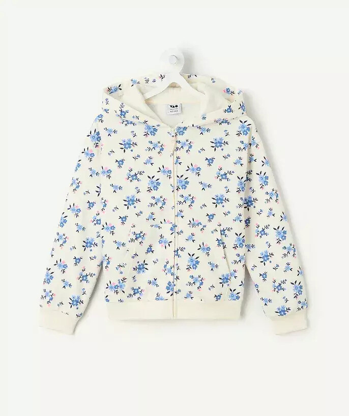 Floral Print Fleece Zip-Up Hoodie, TAPE A L'OEIL