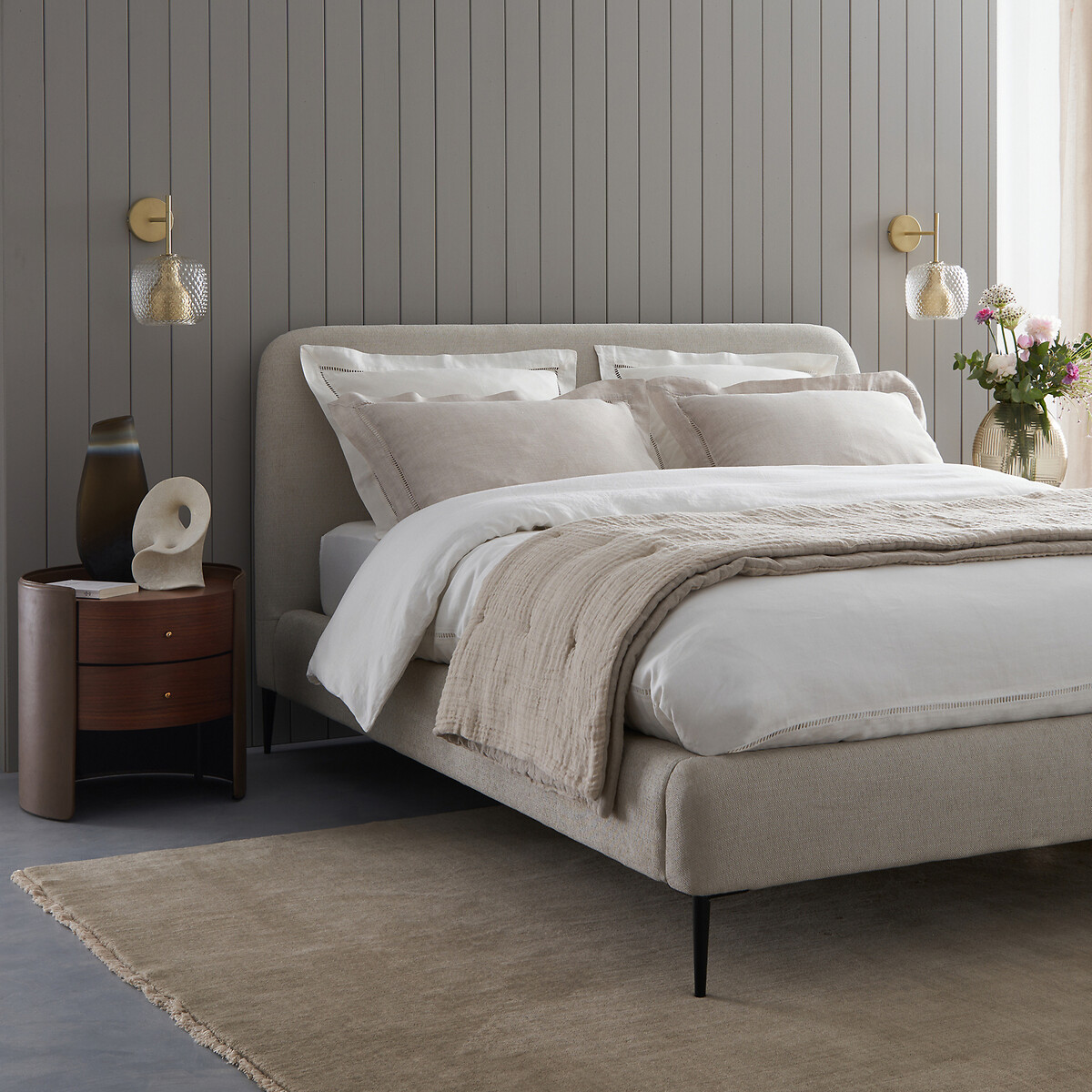 Nachtkastje Firmo Notenhout en Leer - Jaren '50 Design