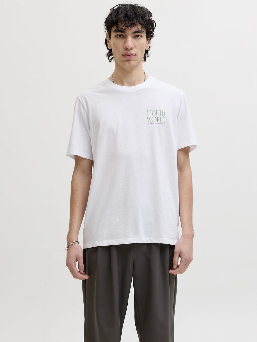 T-shirt a maniche corte, con stampa sul retro e sul petto, JACK & JONES