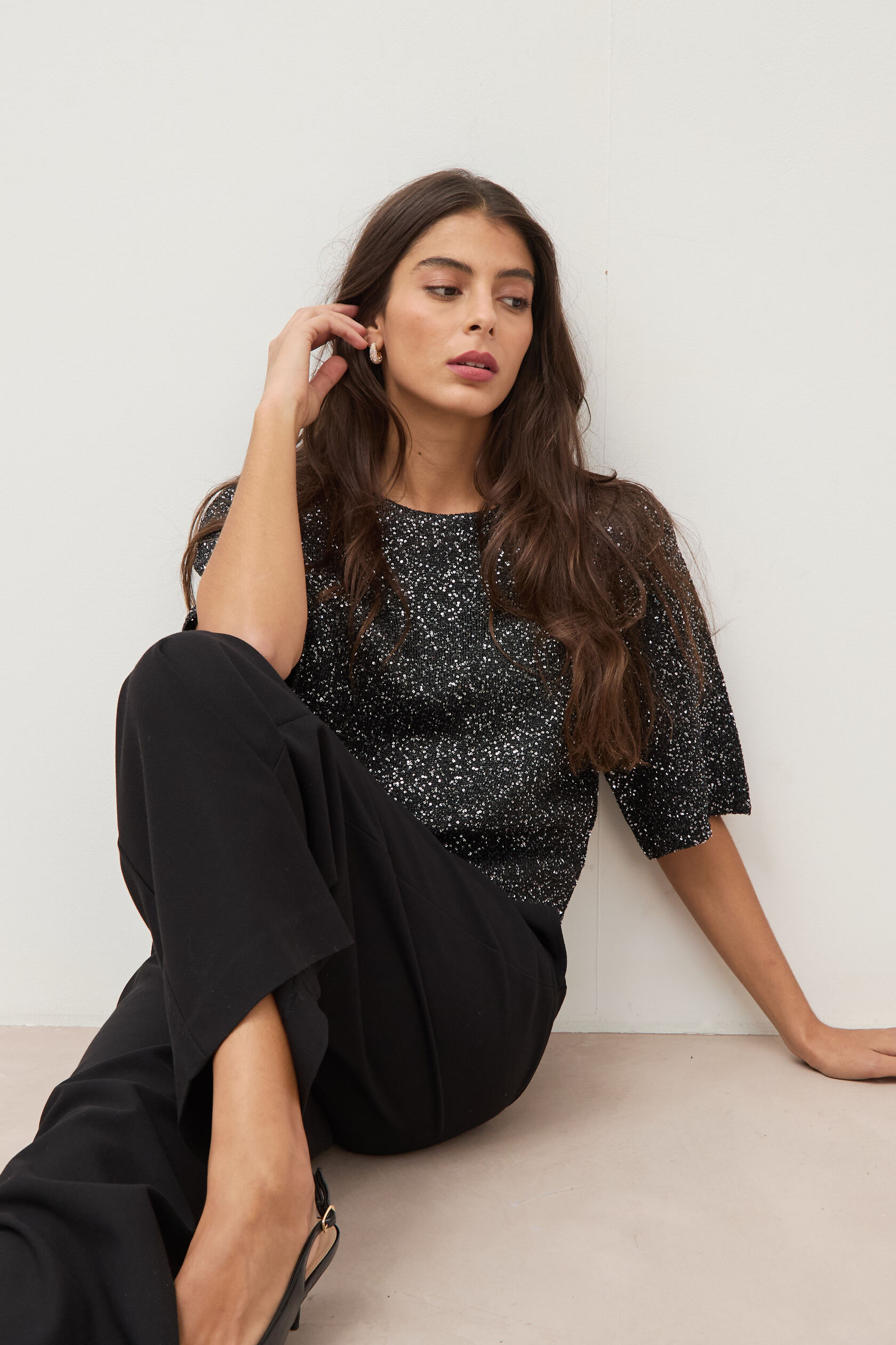 Pull manches courtes col rond brillant, BONOBO