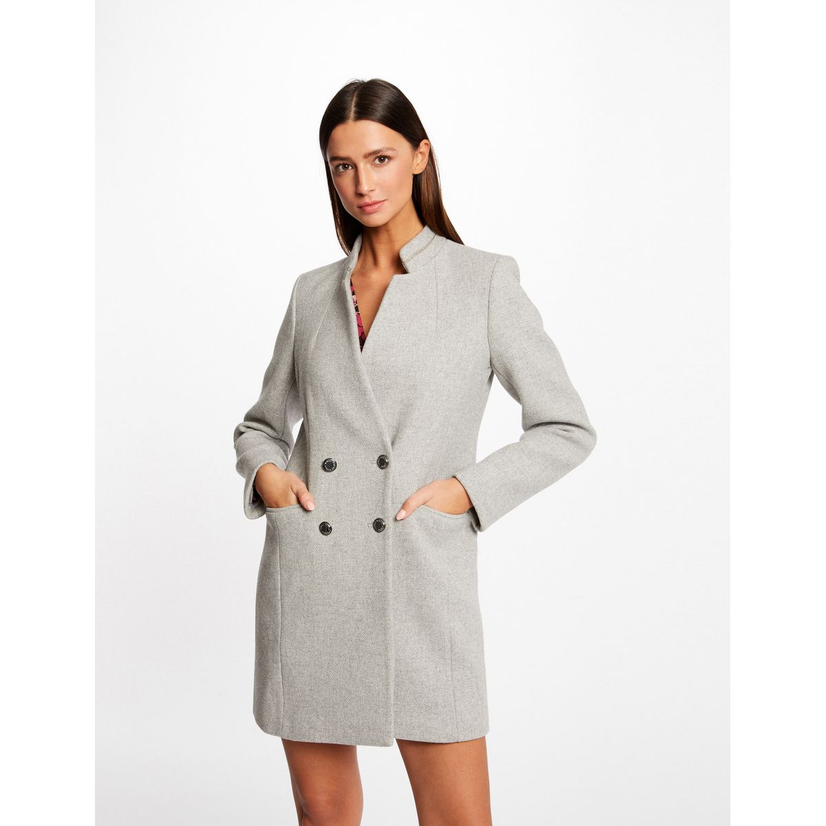 Manteau gris discount cintré femme
