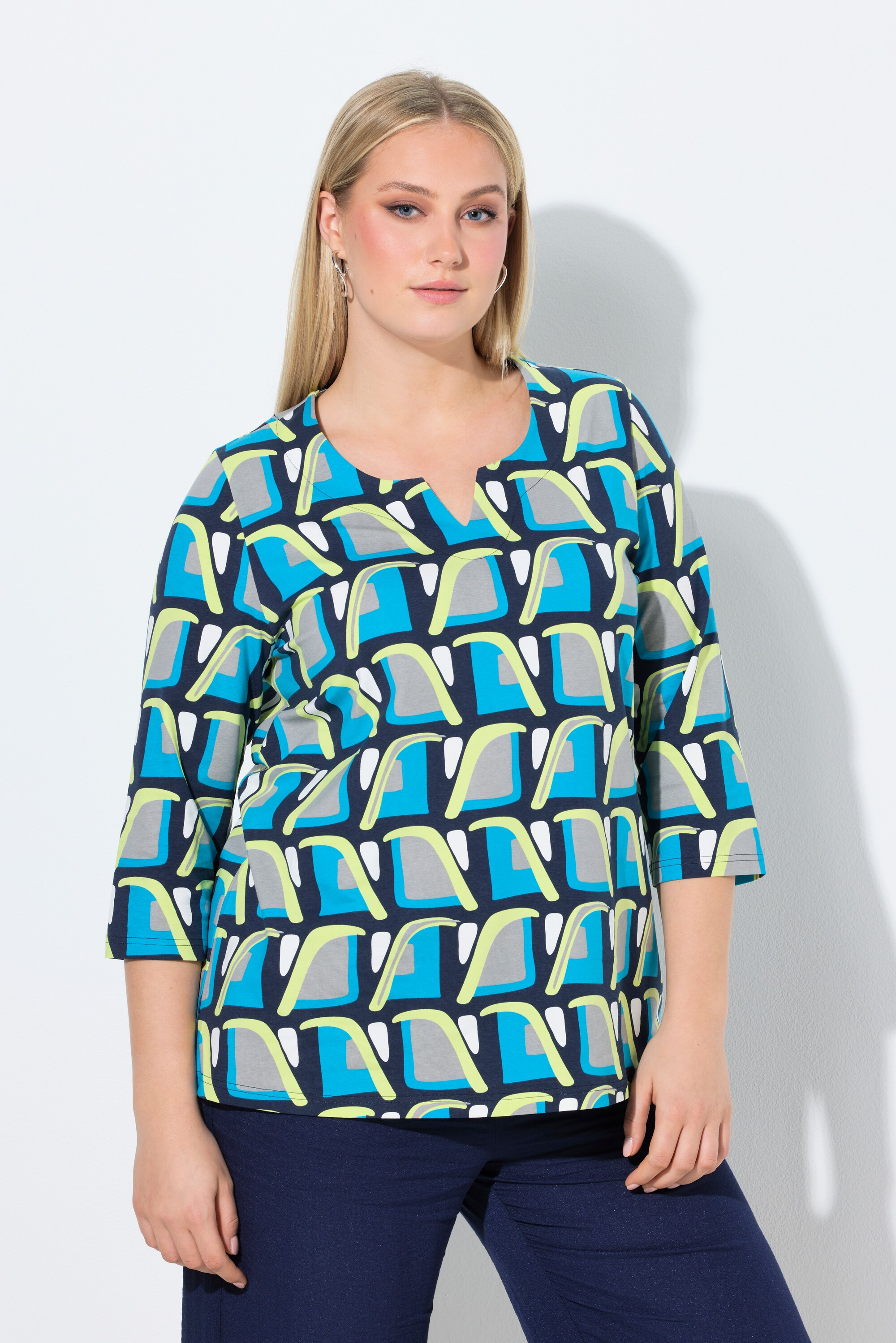 T-shirt col tunisien et manches 3/4, ULLA POPKEN