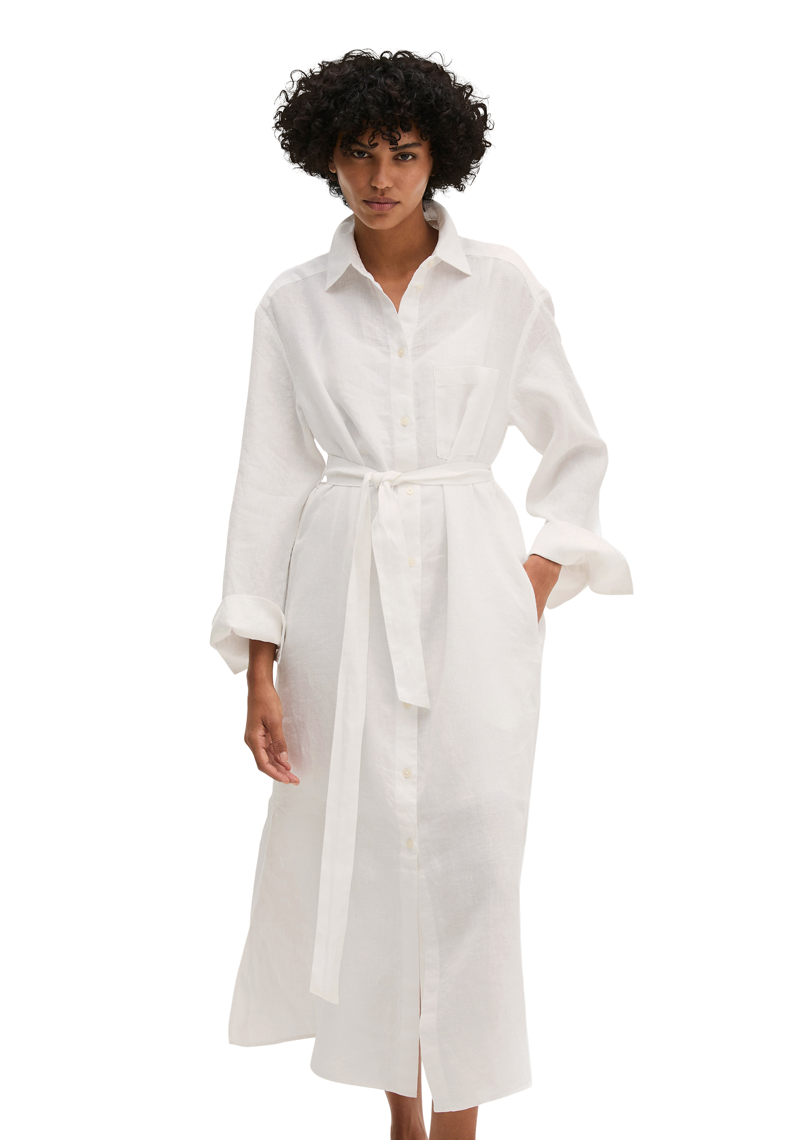 Robe-chemise en lin wide avec bandeau à la taille, MARC O'POLO