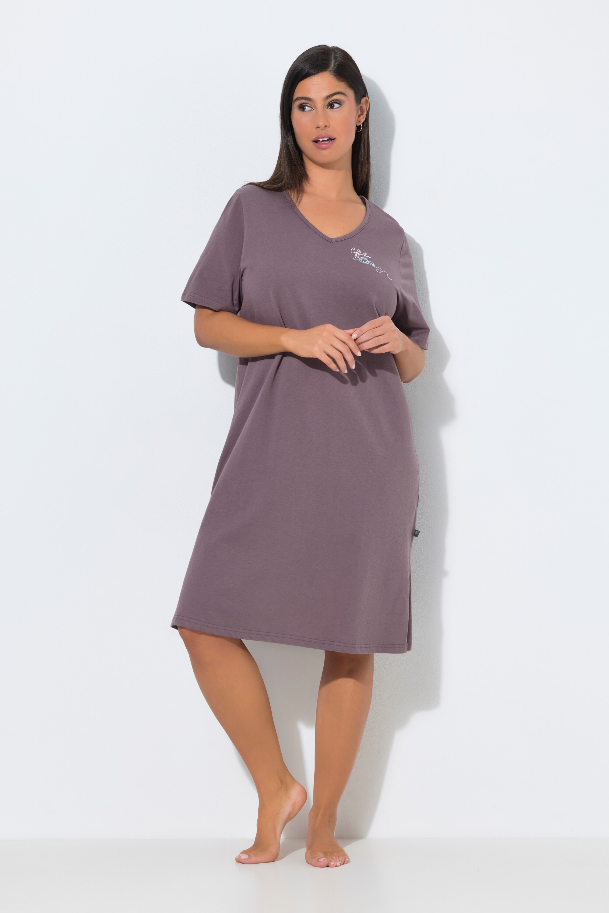 T-shirt long, Coffee Time, Col en V, ULLA POPKEN