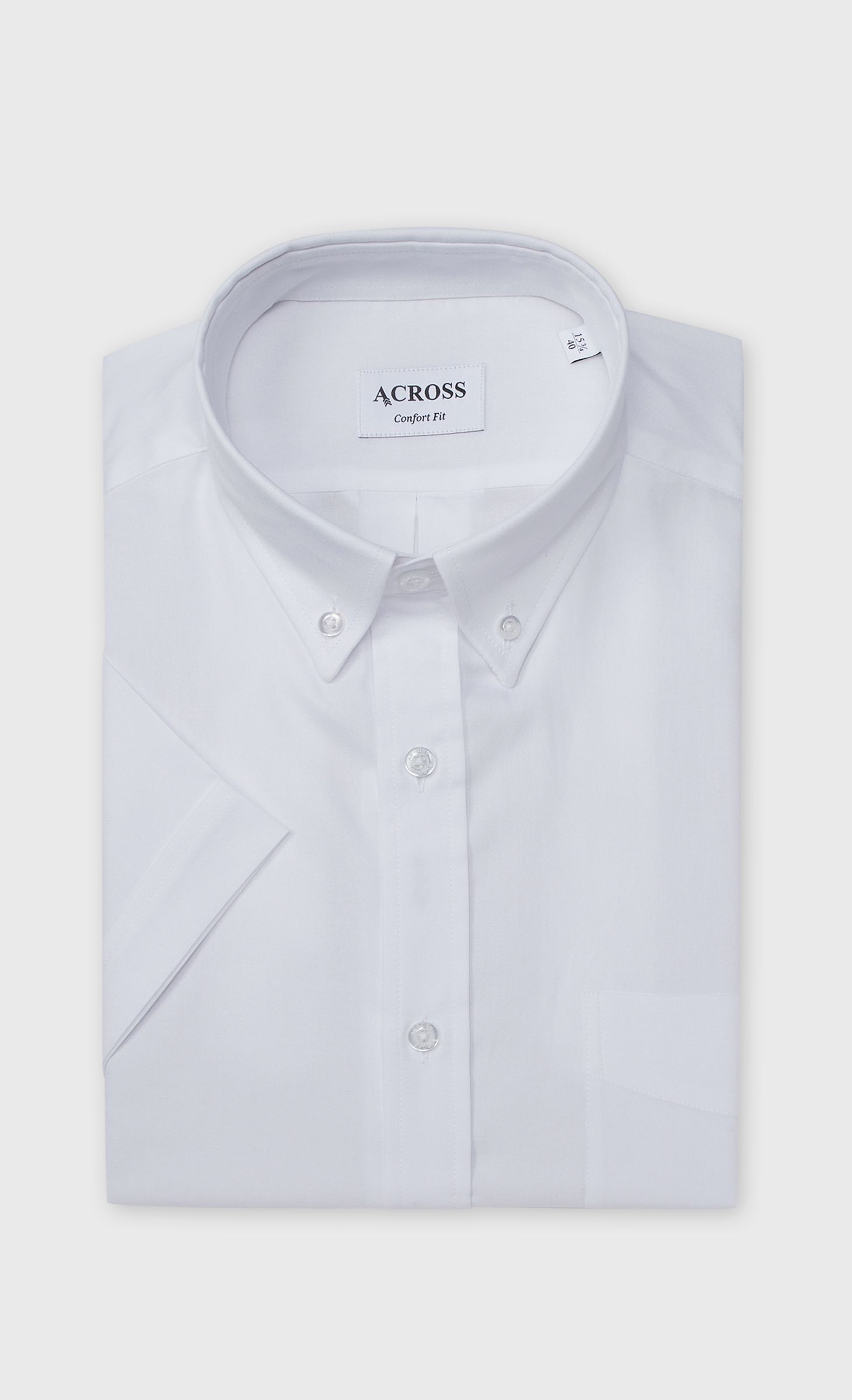 Chemise Confort fit manches courtes en pin point de coton, ACROSS