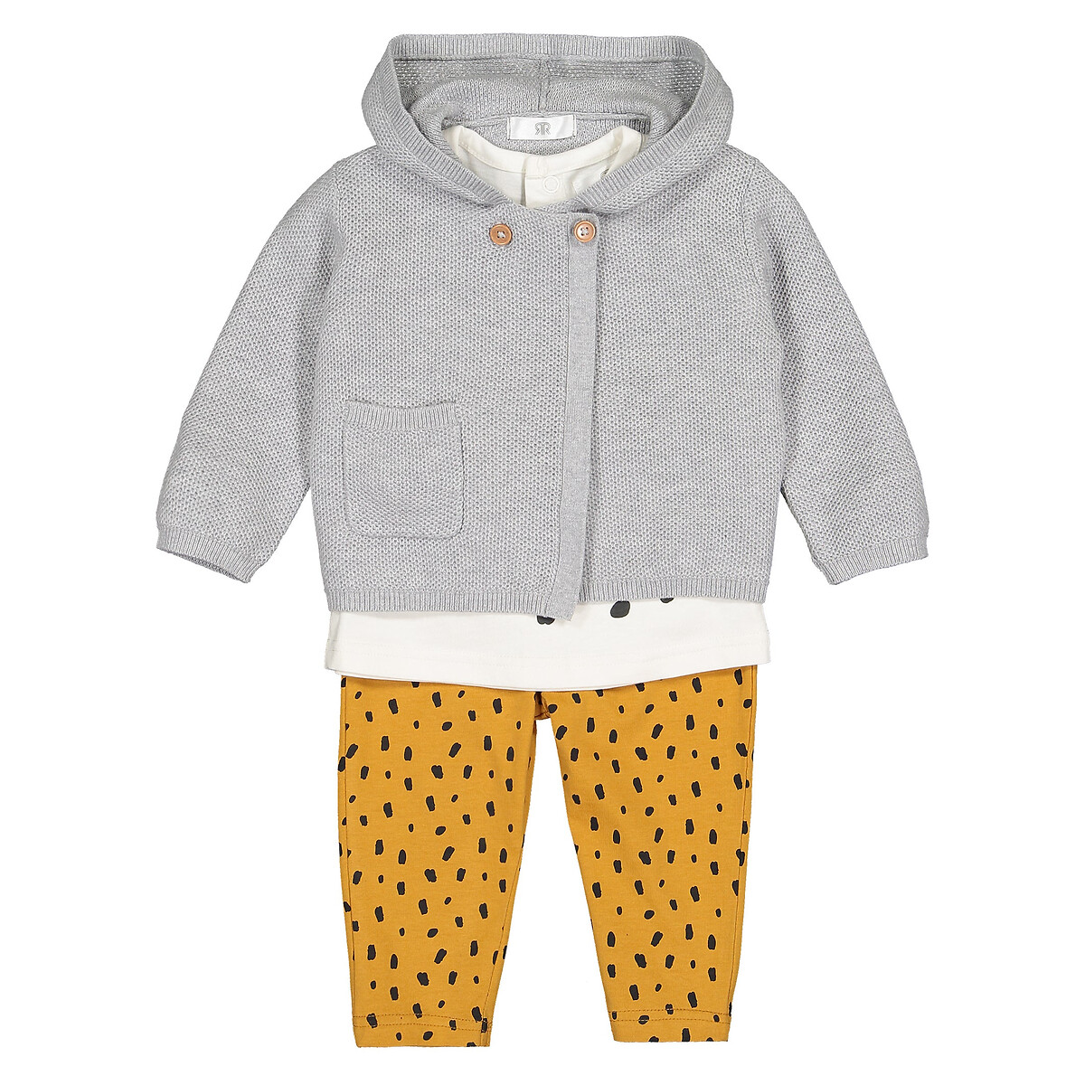 Cotton 3-piece outfit, 1 month-3 years multi-coloured La Redoute ...