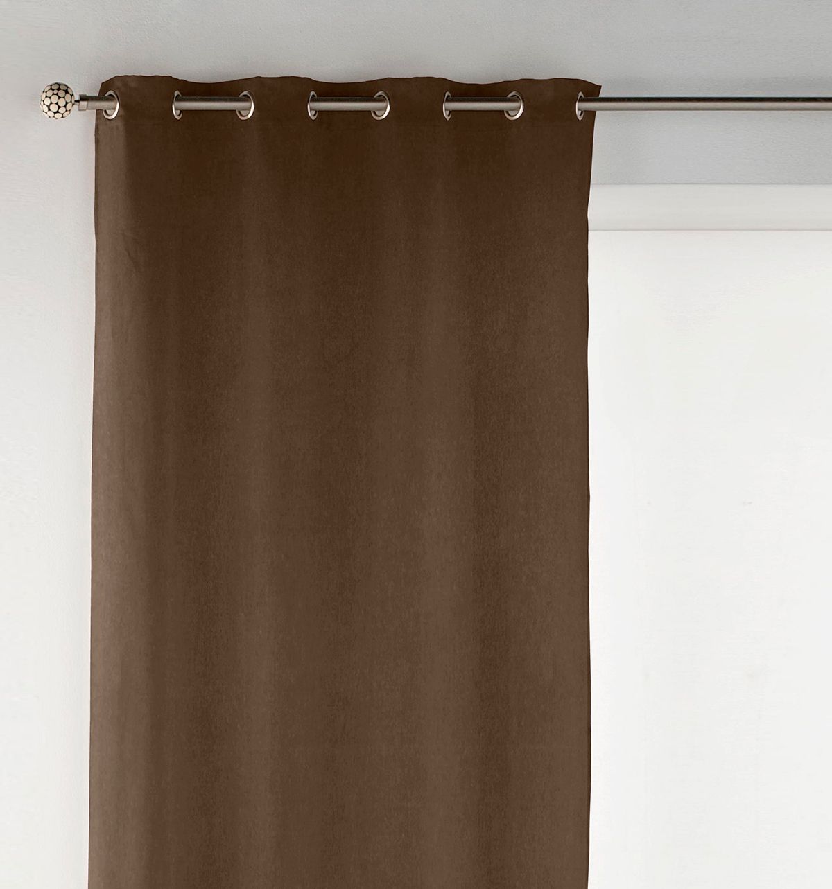 Rideau à oeillets en velours taupe 140x270 cm à l'unité, NAF NAF HOME