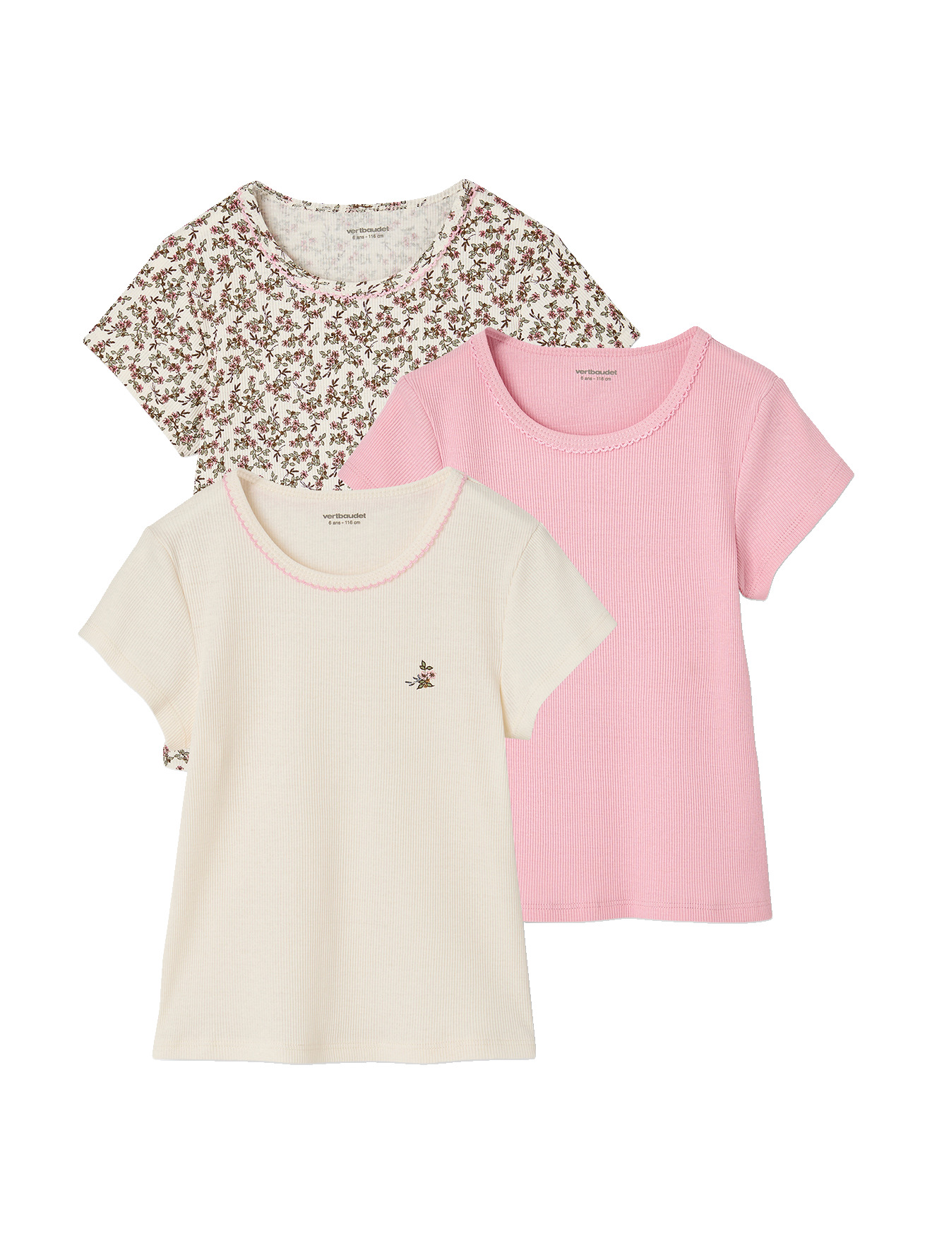Lot de 3 T-shirts manches courtes, VERTBAUDET