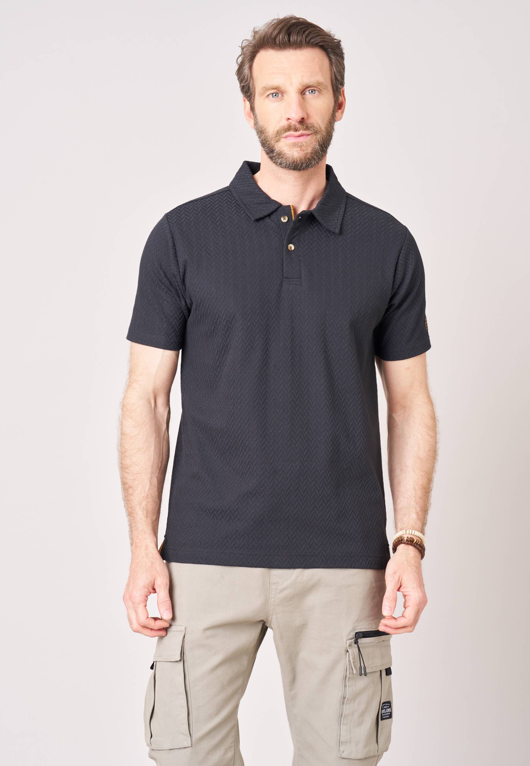 Polo confort homme en coton texturé RIVETON, DEELUXE