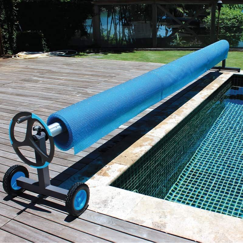 Enrouleur Télescopique Pour Couverture De Piscine - Ajustable De 1 à 4,20 M De Large, Tubes Aluminium, Roues - 9