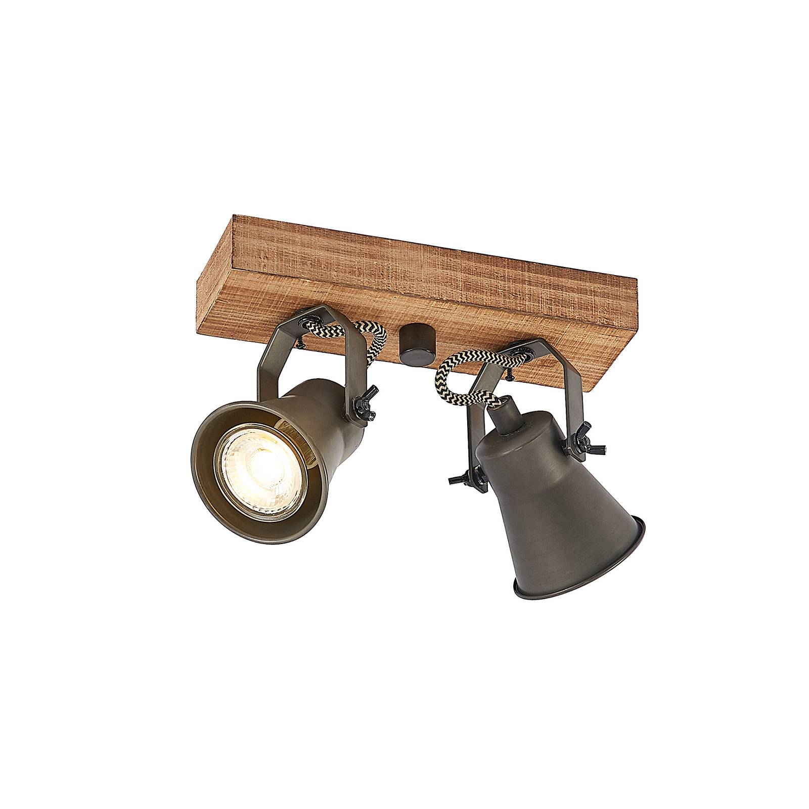 Projecteur halogène en bois vintage, LINDBY