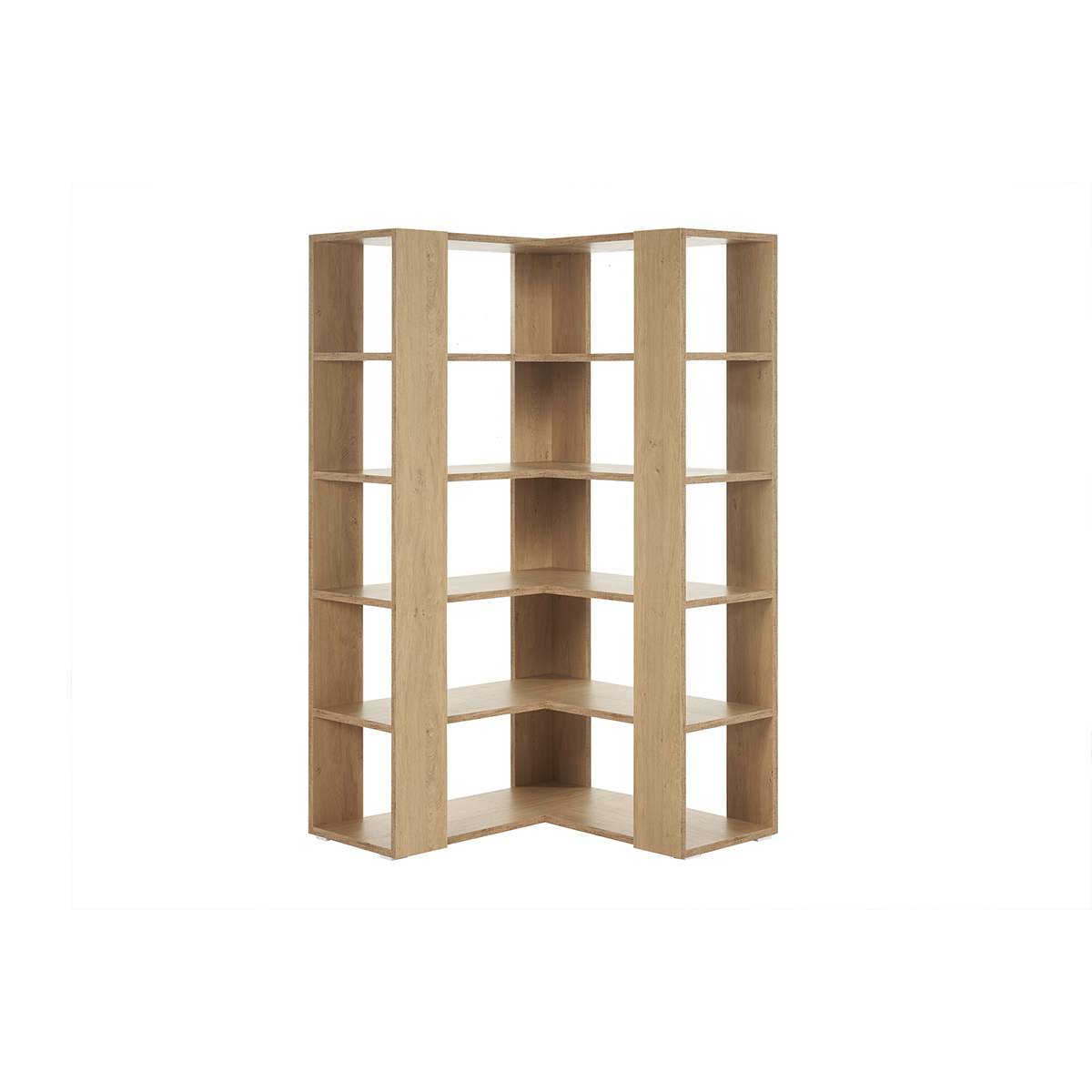 Bibliothèque étagère d'angle finition bois clair chêne L95 cm MUSSO, MILIBOO