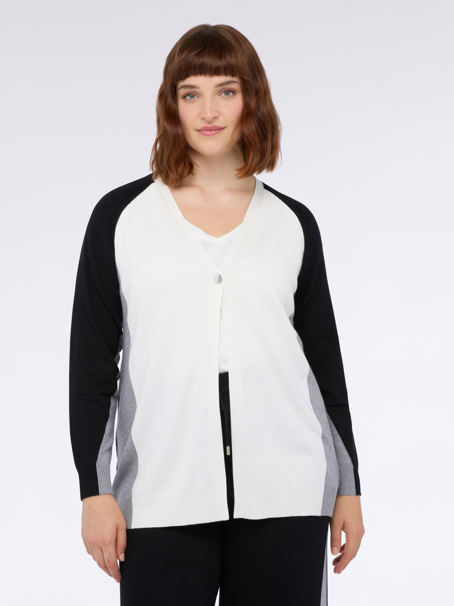 Cardigan color block en viscose mélangée, FIORELLA RUBINO