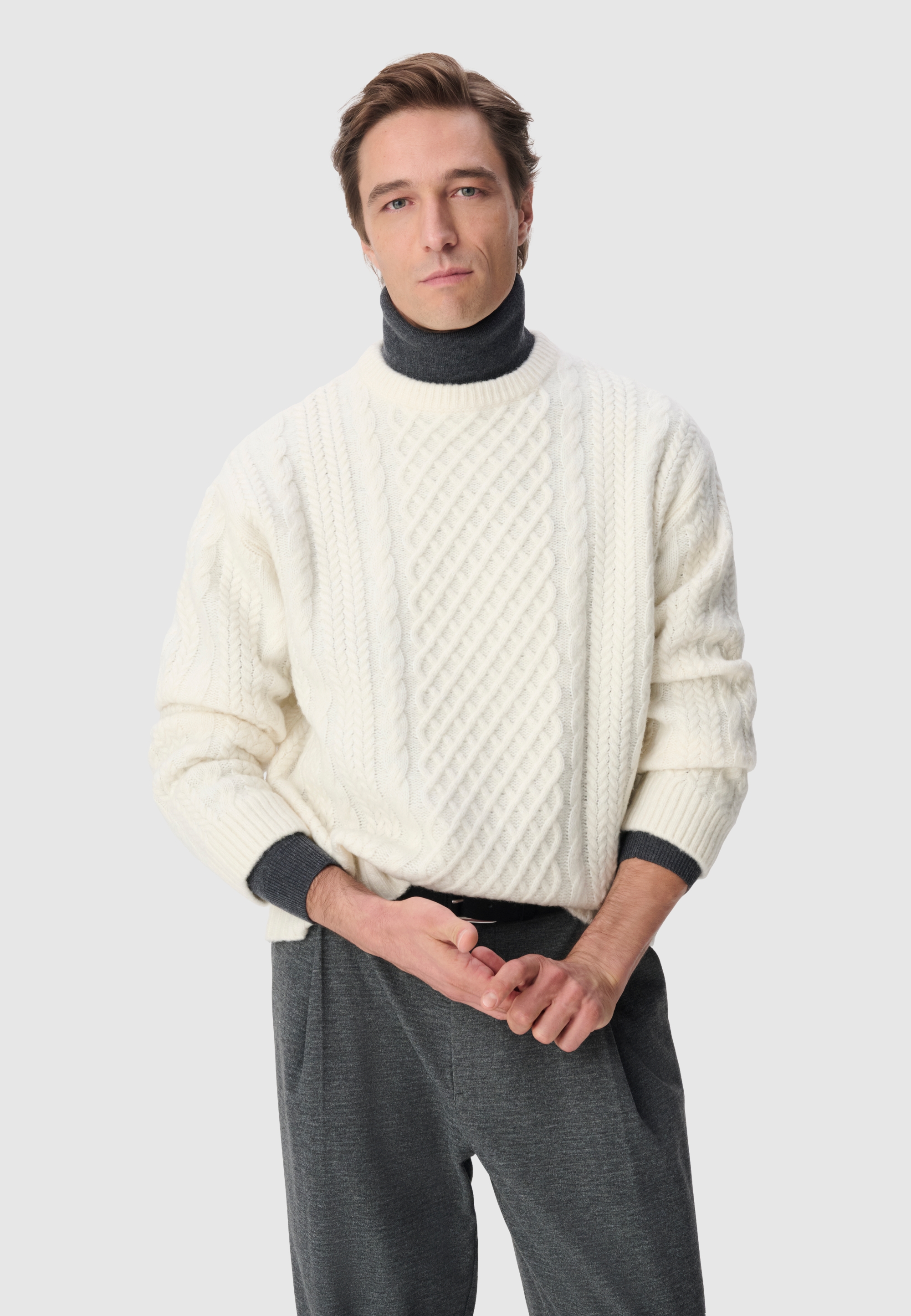 Pull col rond tricot points torsades, IKKS