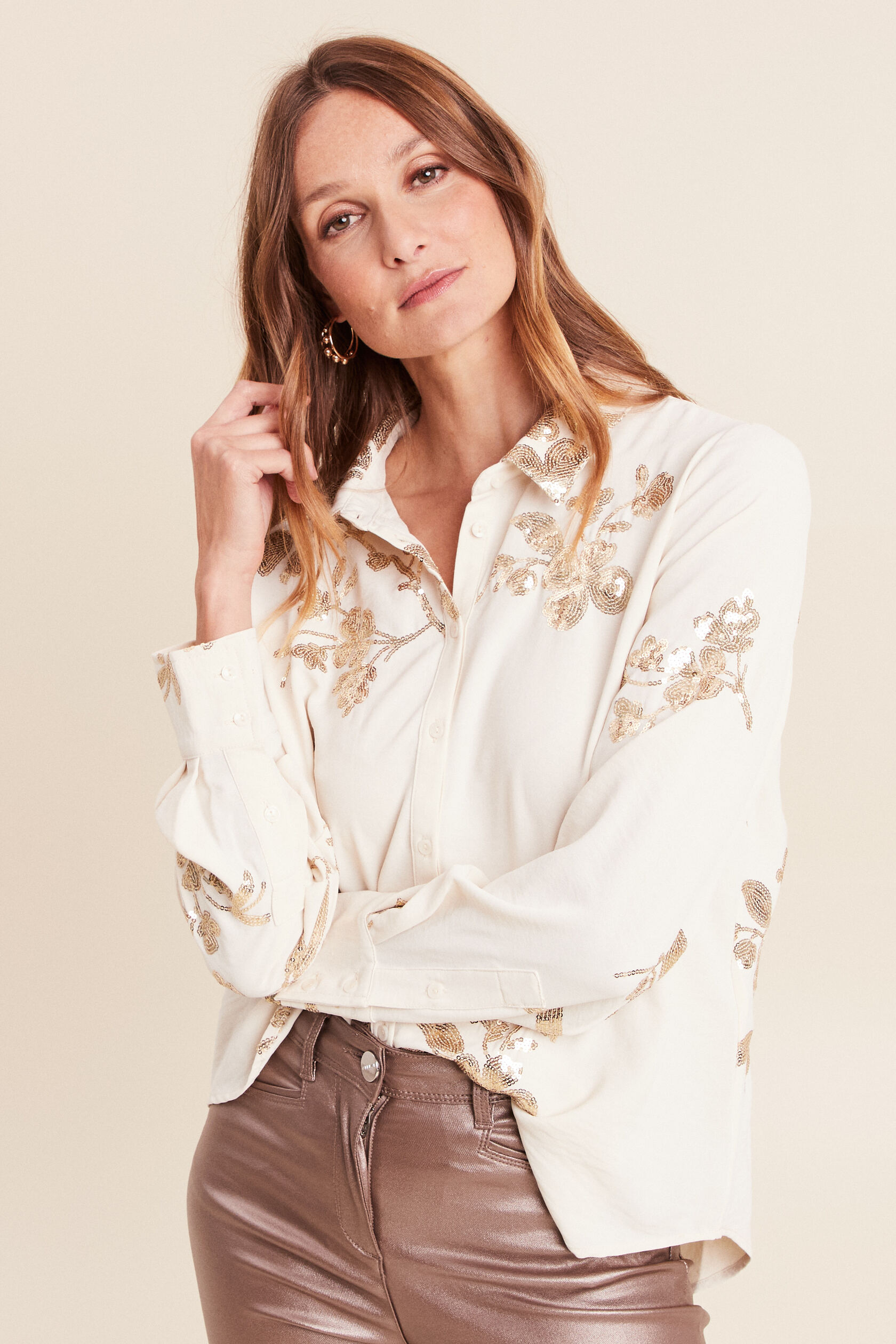 Chemise à sequins manches longues, BREAL