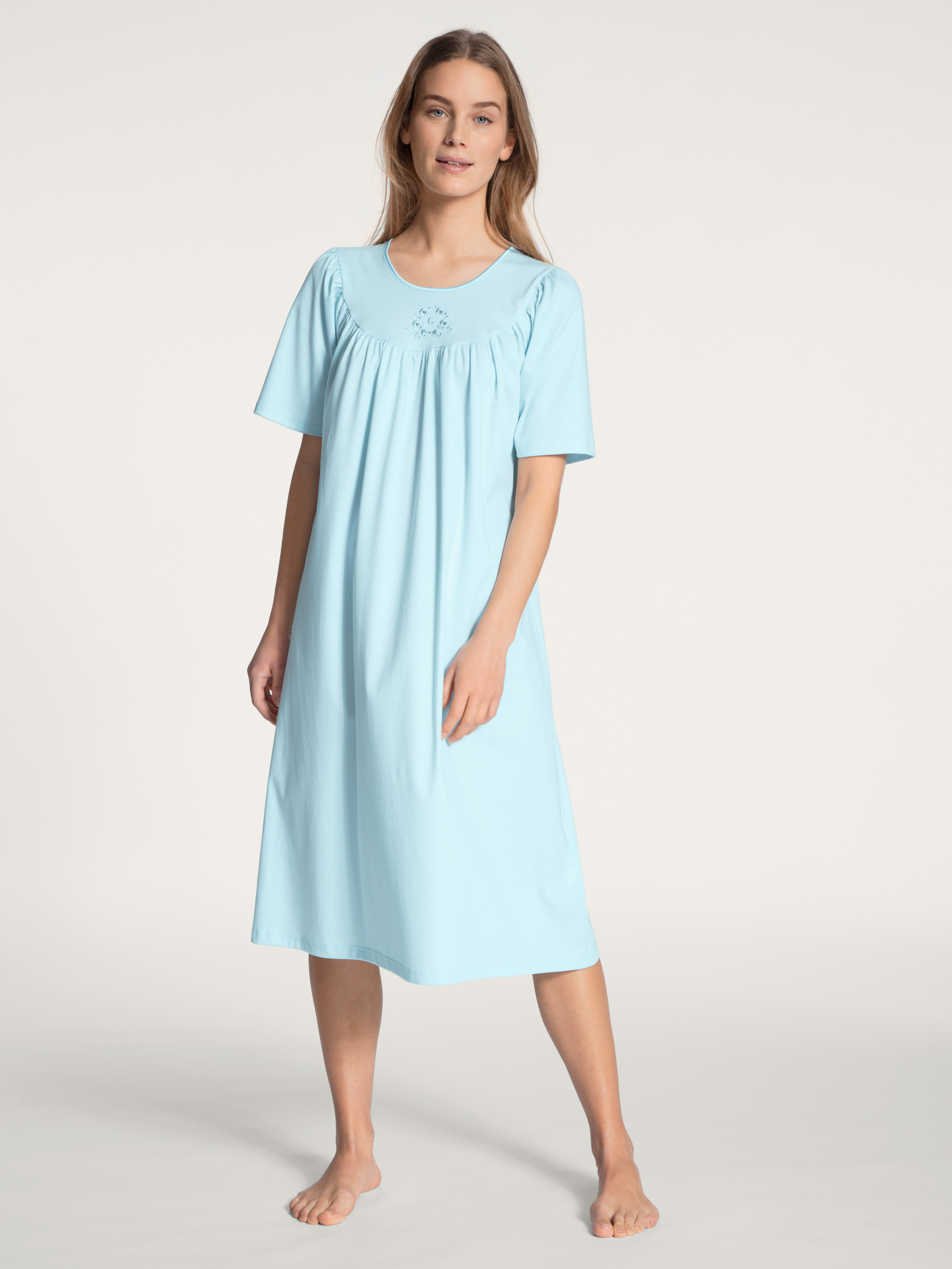 Chemise de nuit, longueur 110cm manches courtes Coton SMU USA, CALIDA