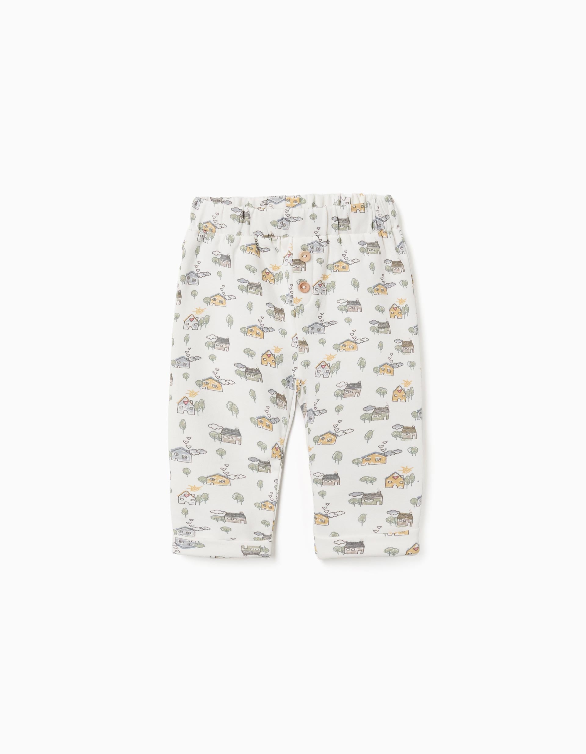 Pantalon en coton peigné avec motif maison et arbre, ZIPPY