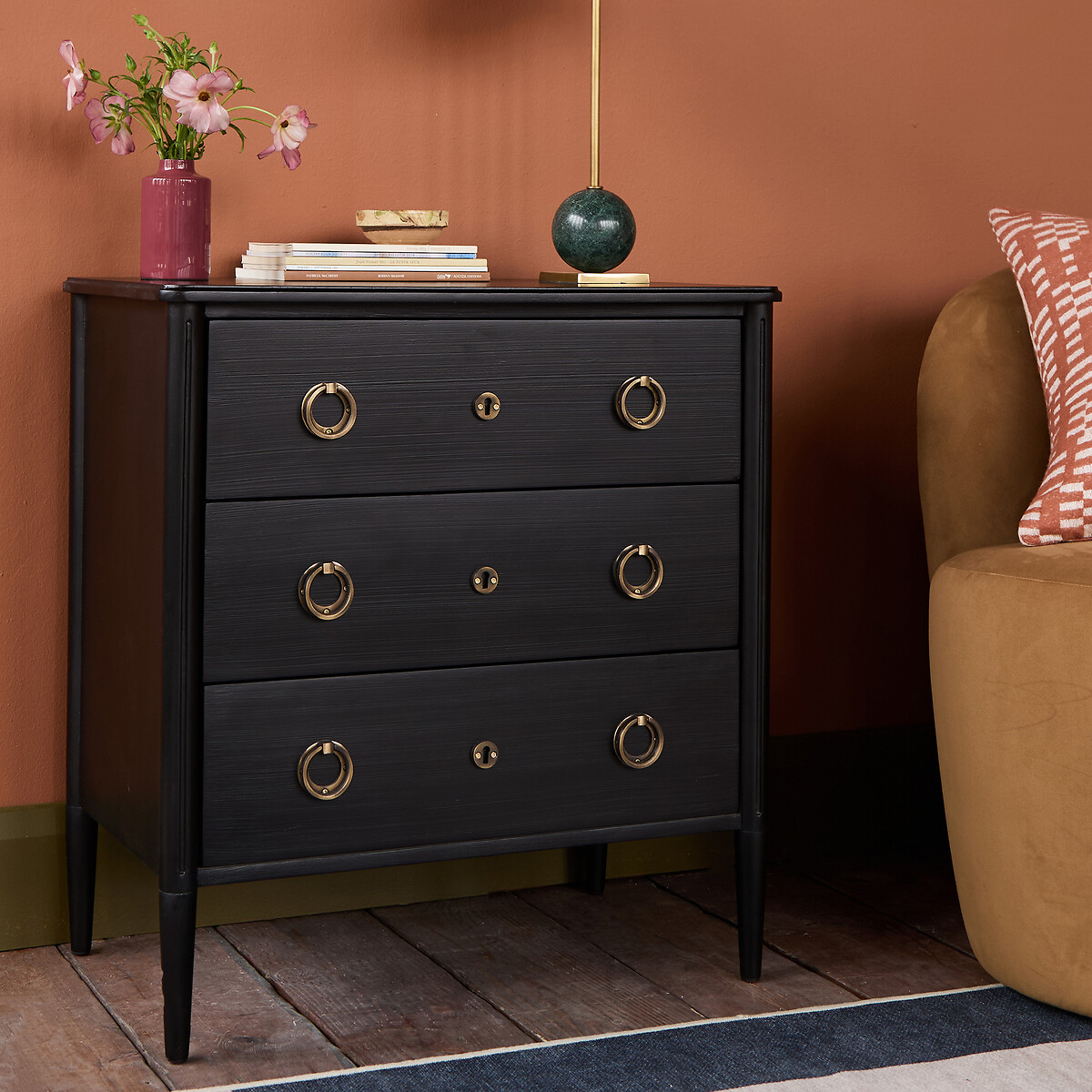 Reyna Mango Wood 3 Drawer Chest Of Drawers, SWOON
