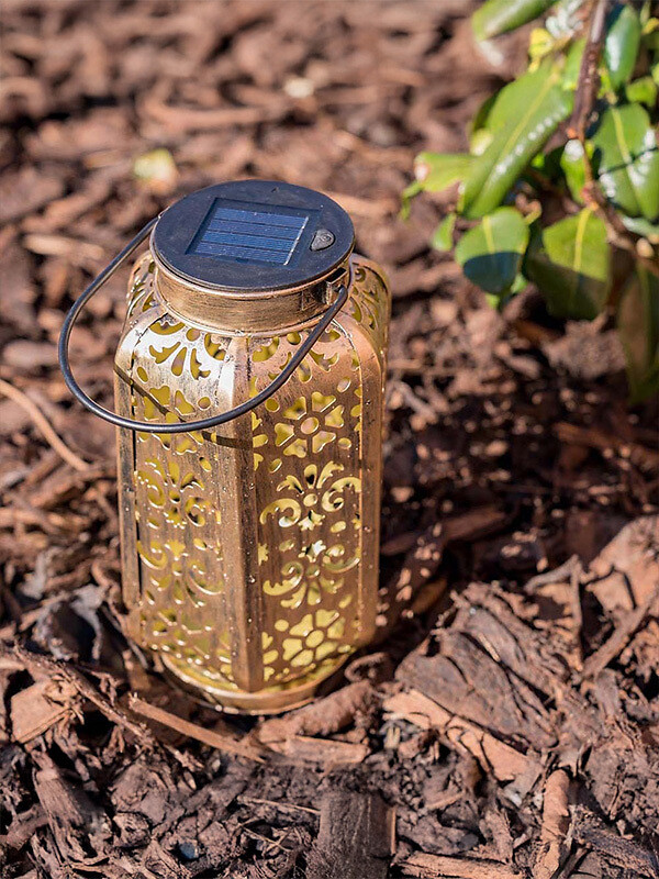Outdoor Solar Powered Moroccan Lantern in Antique Brass, SO'HOME